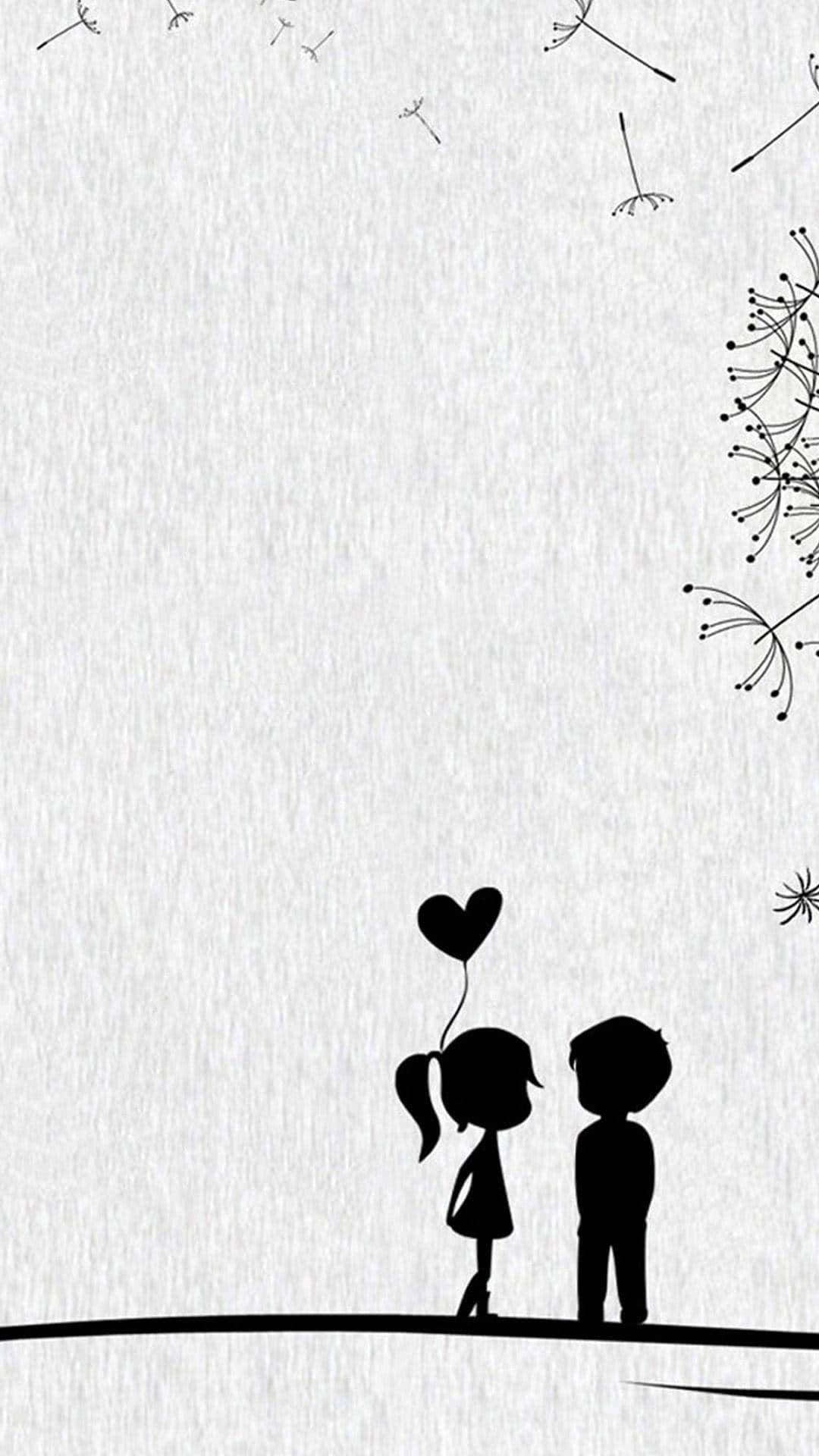 可爱情侣素描图 壁纸