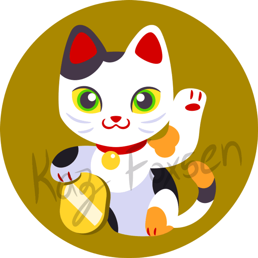 可爱招财猫插画 壁纸