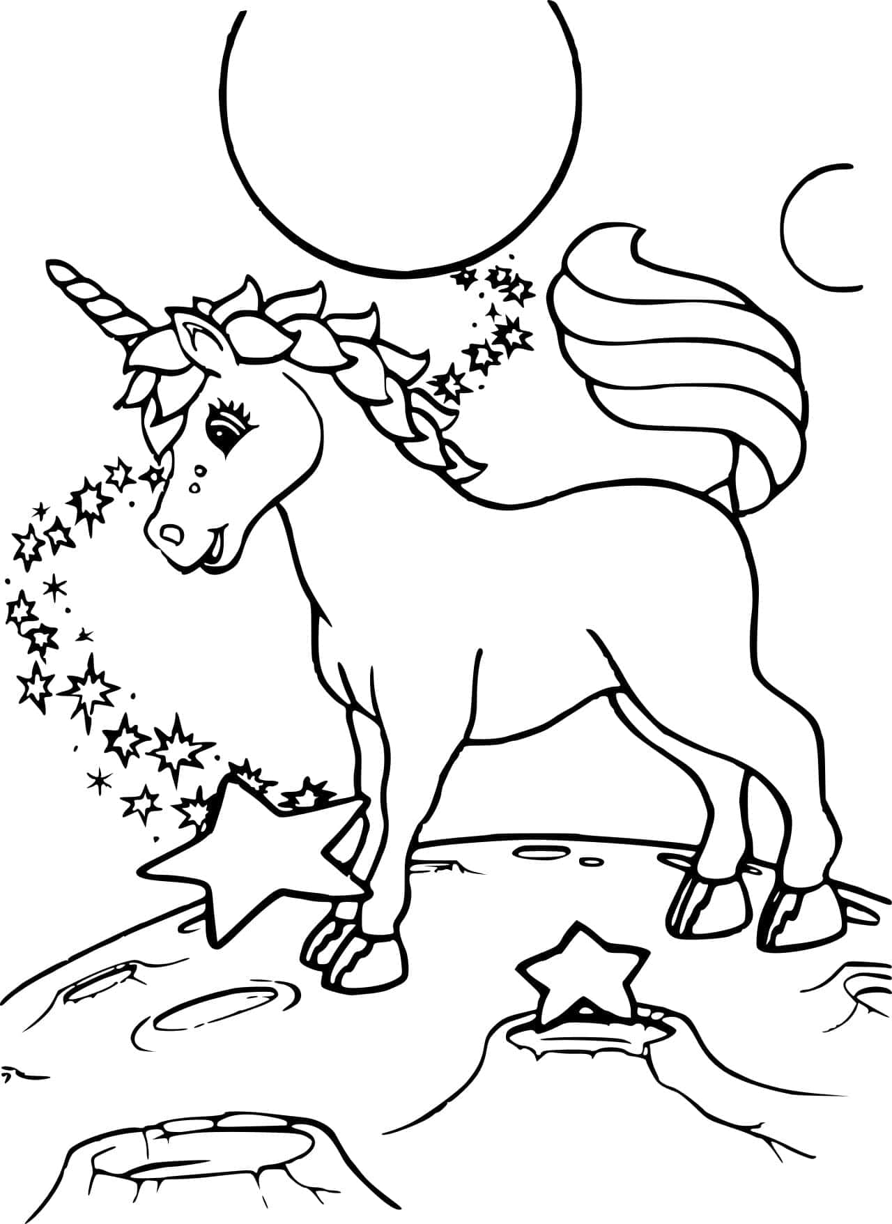 可爱星星独角兽涂色画 壁纸