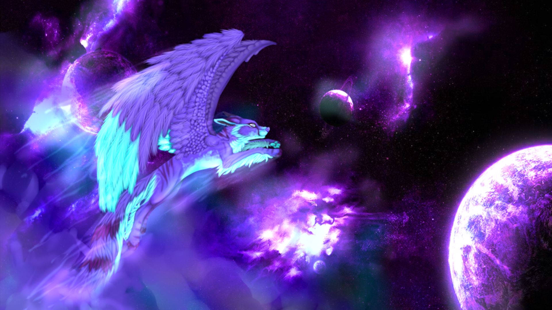 可爱星系中的天使狗 壁纸