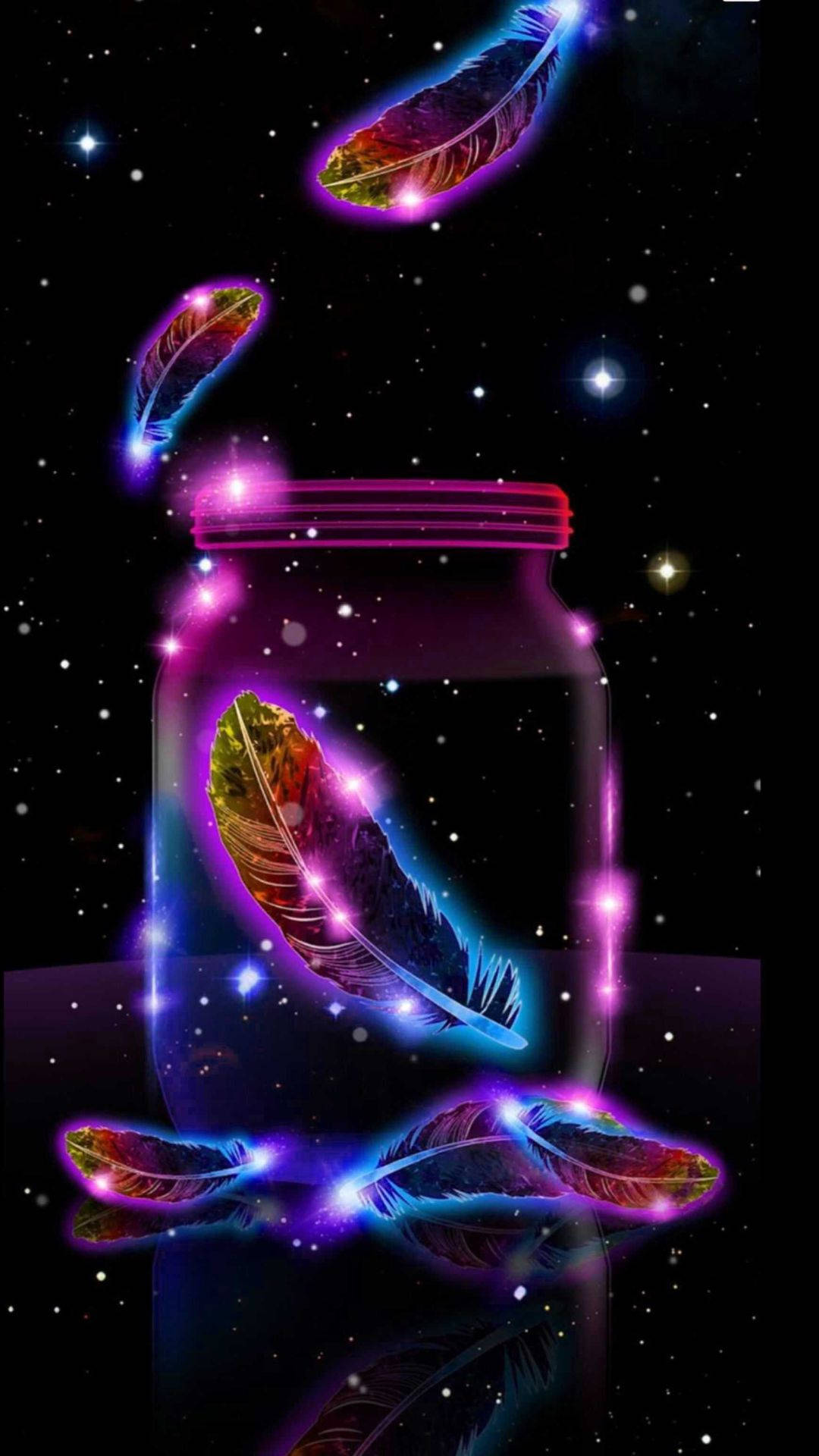 可爱星系中的彩色羽毛 壁纸