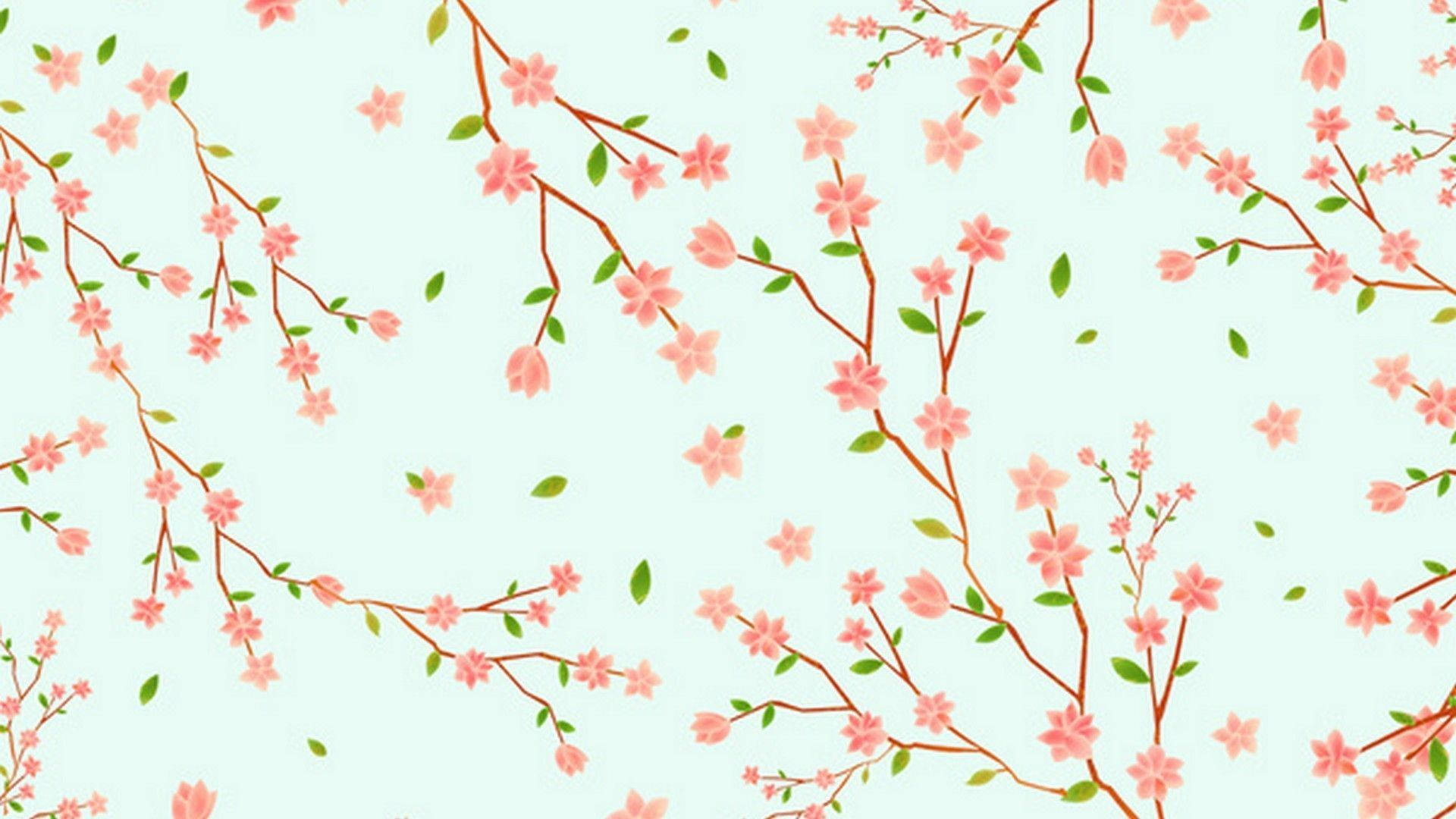可爱春日数字樱花 壁纸