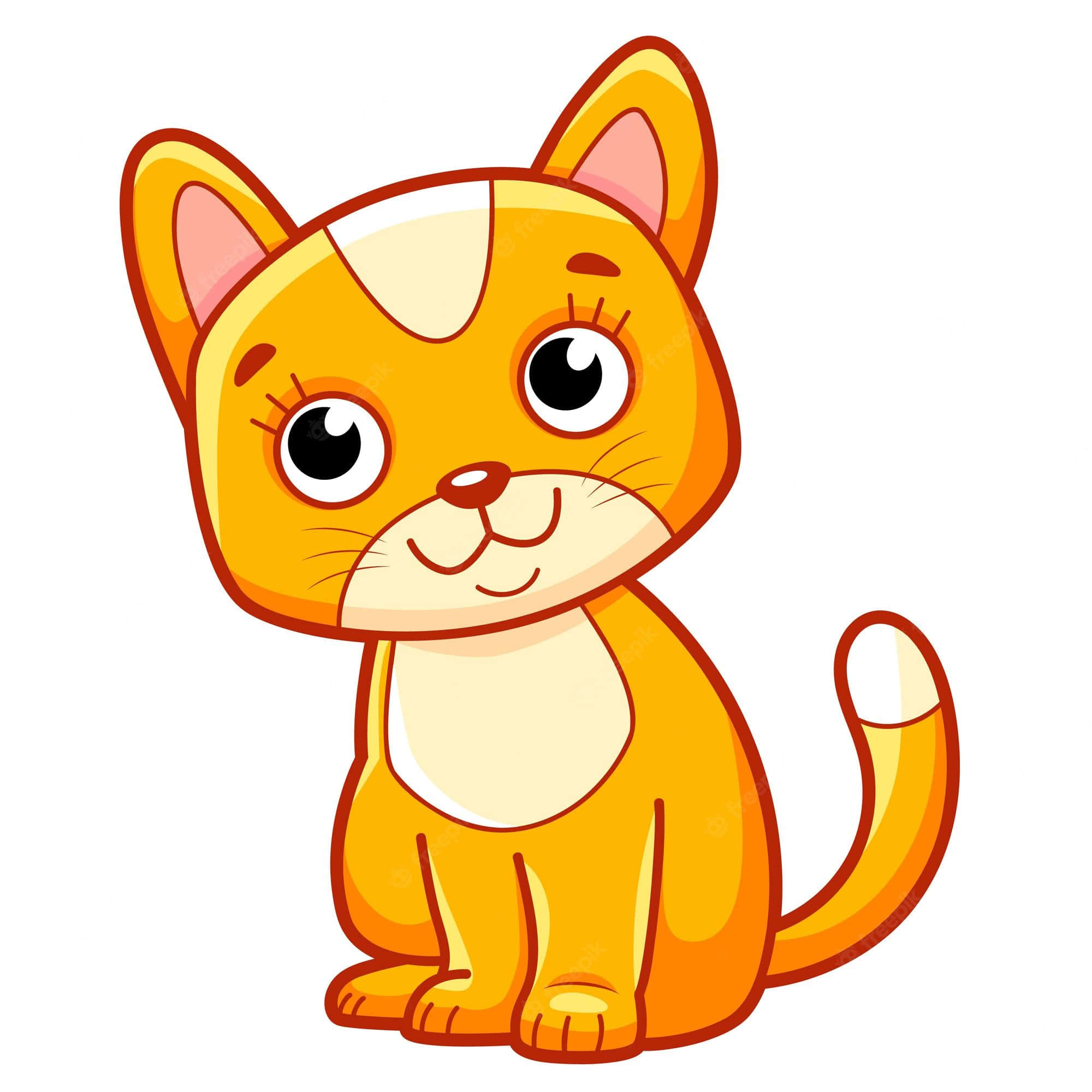 可爱橙色猫咪矢量图 壁纸