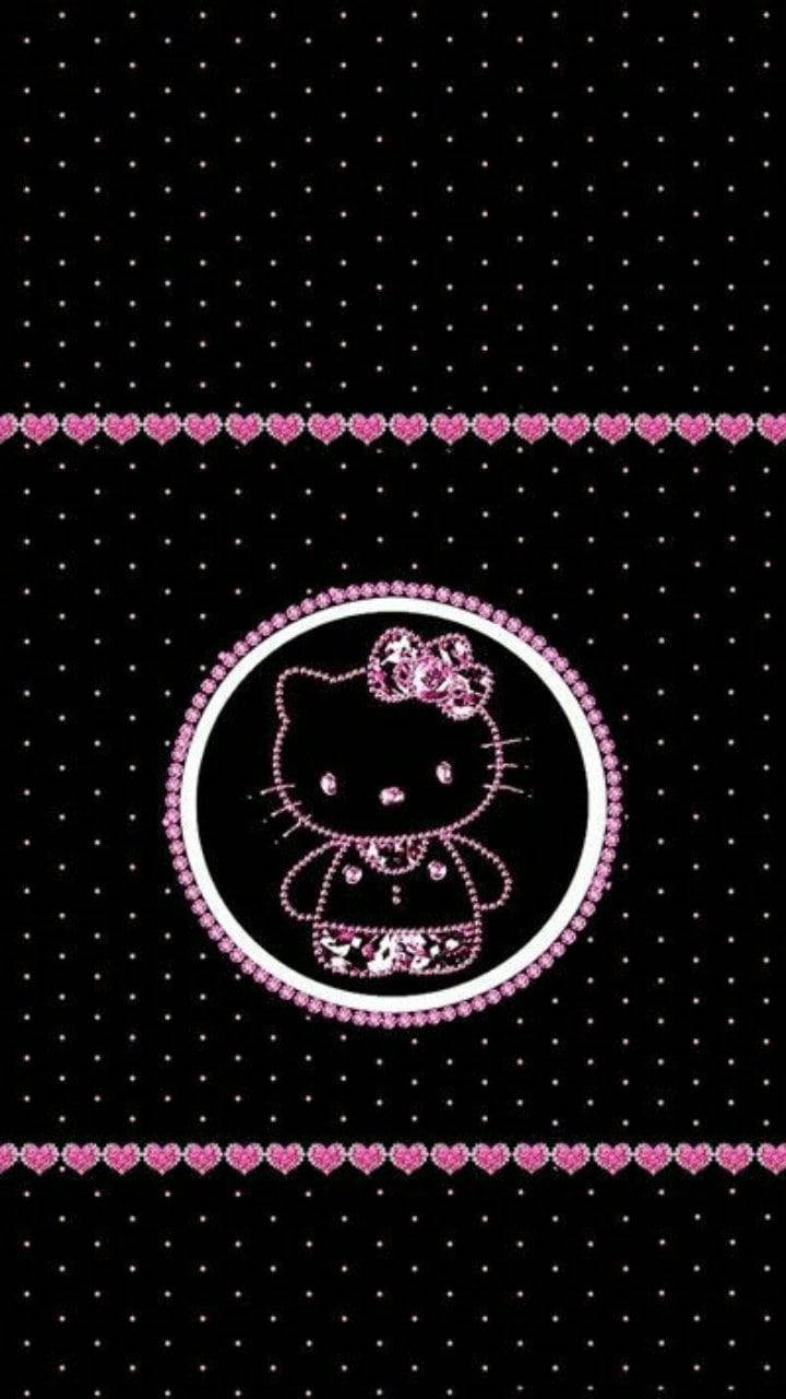 可爱波点黑底Hello Kitty 壁纸