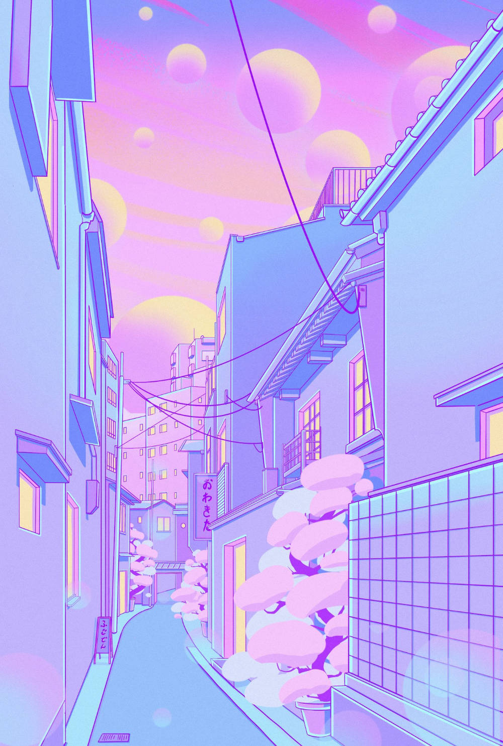 可爱淡紫街道壁纸