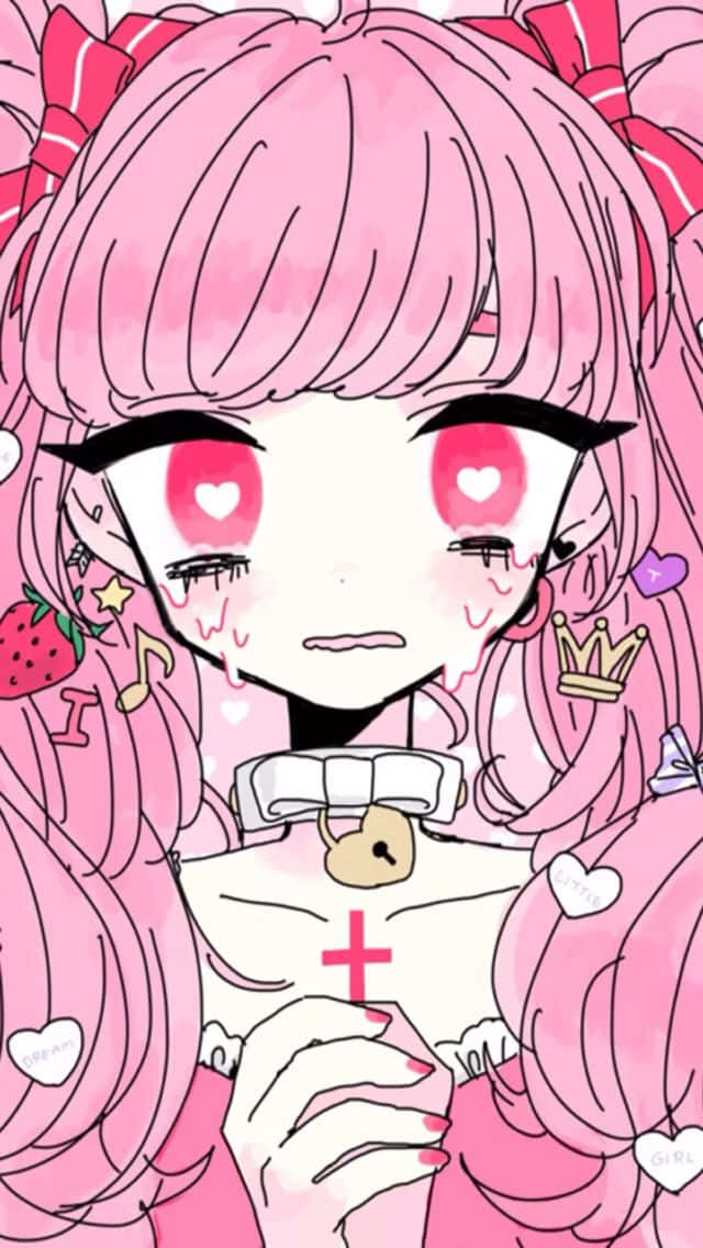 可爱淡色哥特风动漫少女祈祷 壁纸