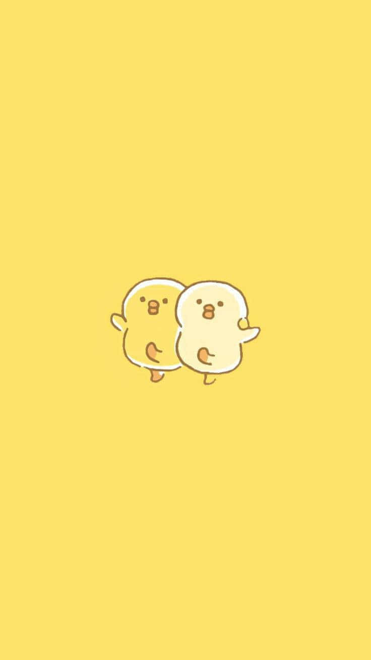 可爱淡黄色跳舞小鸡 壁纸
