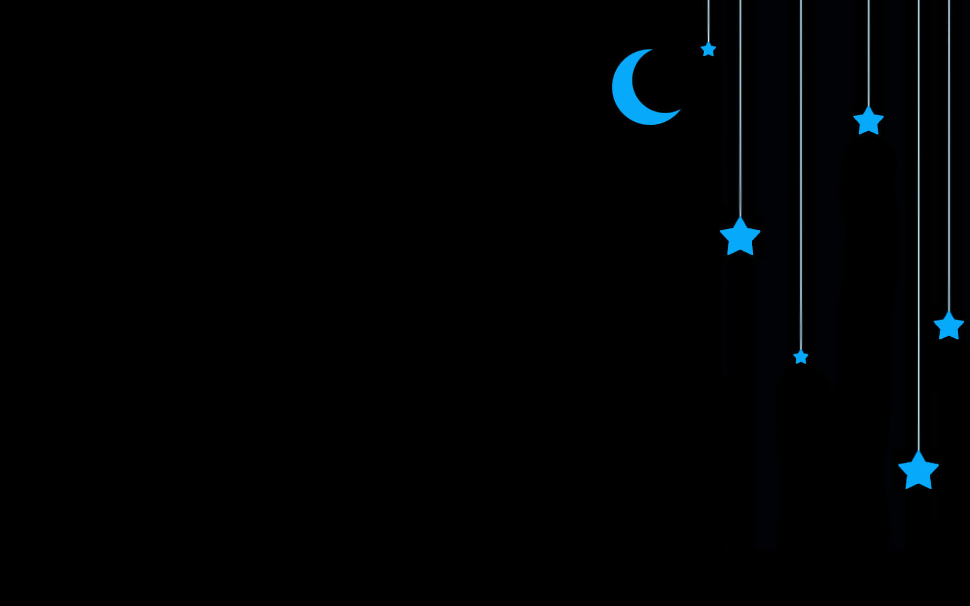 可爱深蓝新月与星星 壁纸