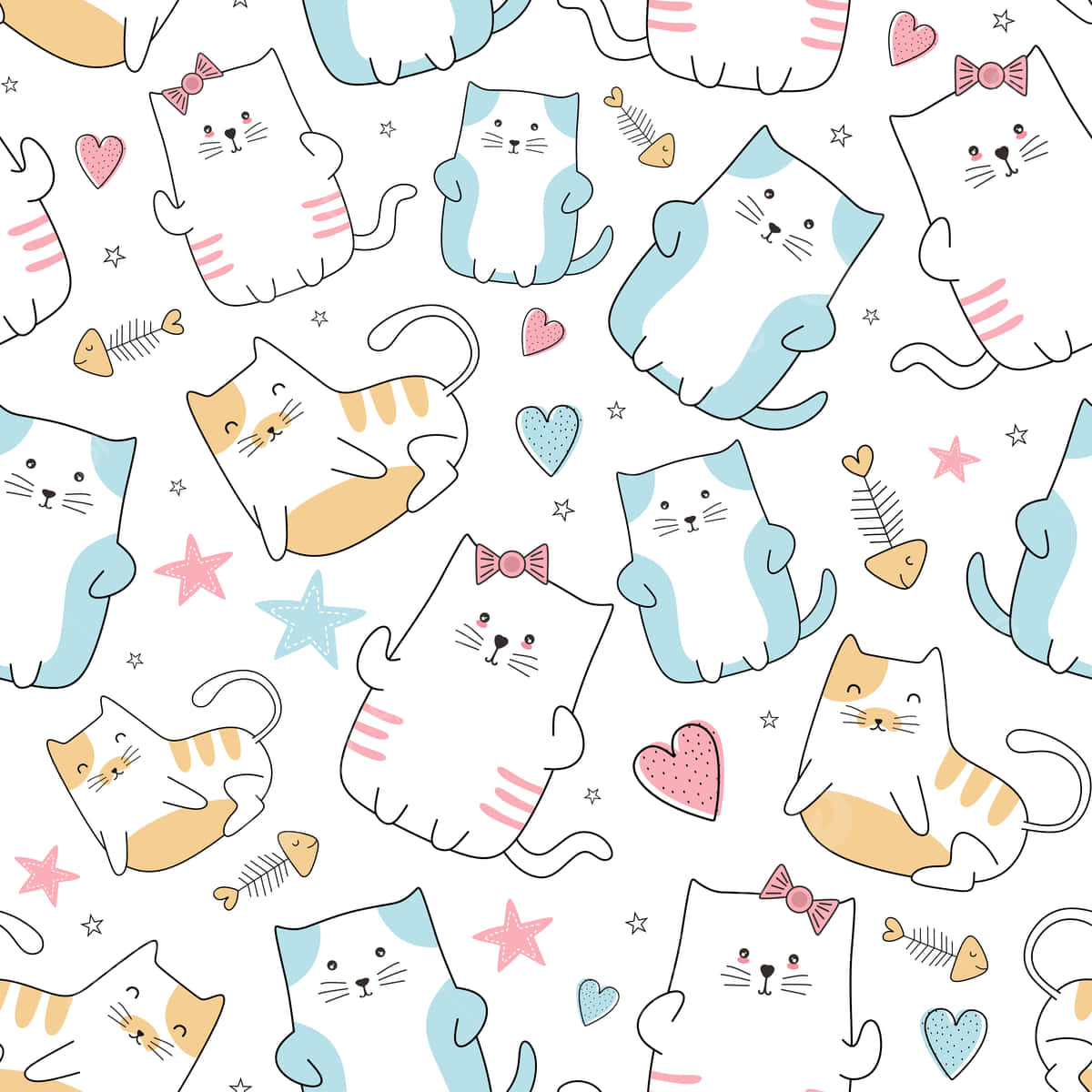可爱猫咪图案让任何墙面或布料都充满趣味与甜美！ 壁纸