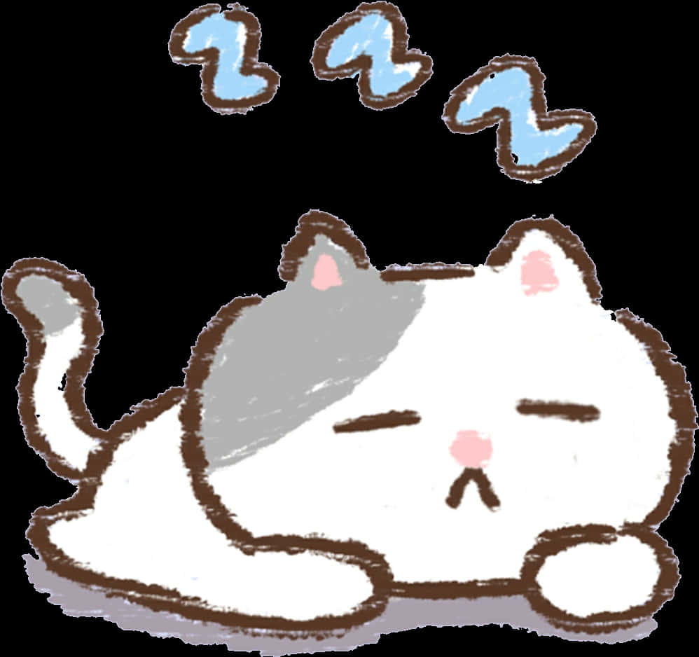 可爱猫咪睡颜涂鸦 壁纸