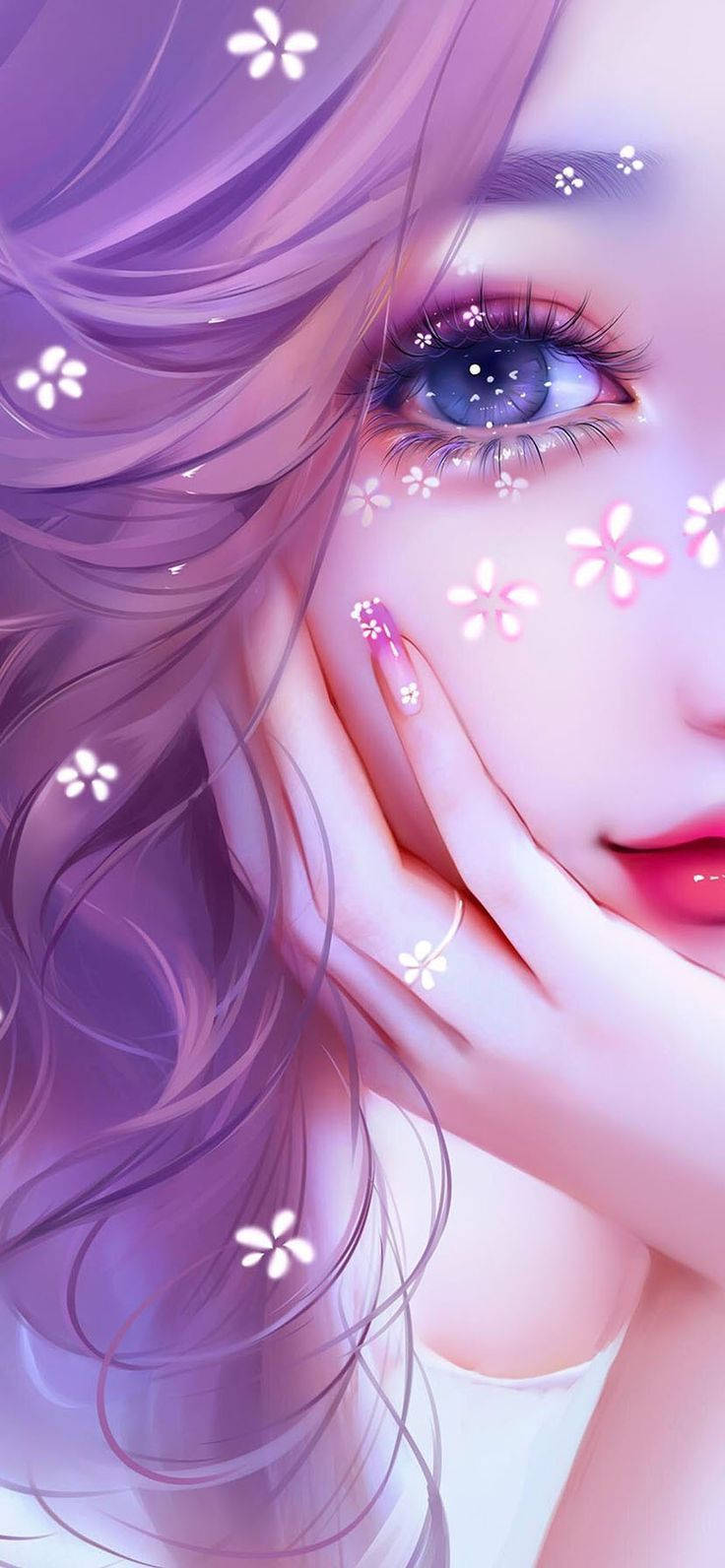 可爱甜美花朵配饰女孩 壁纸