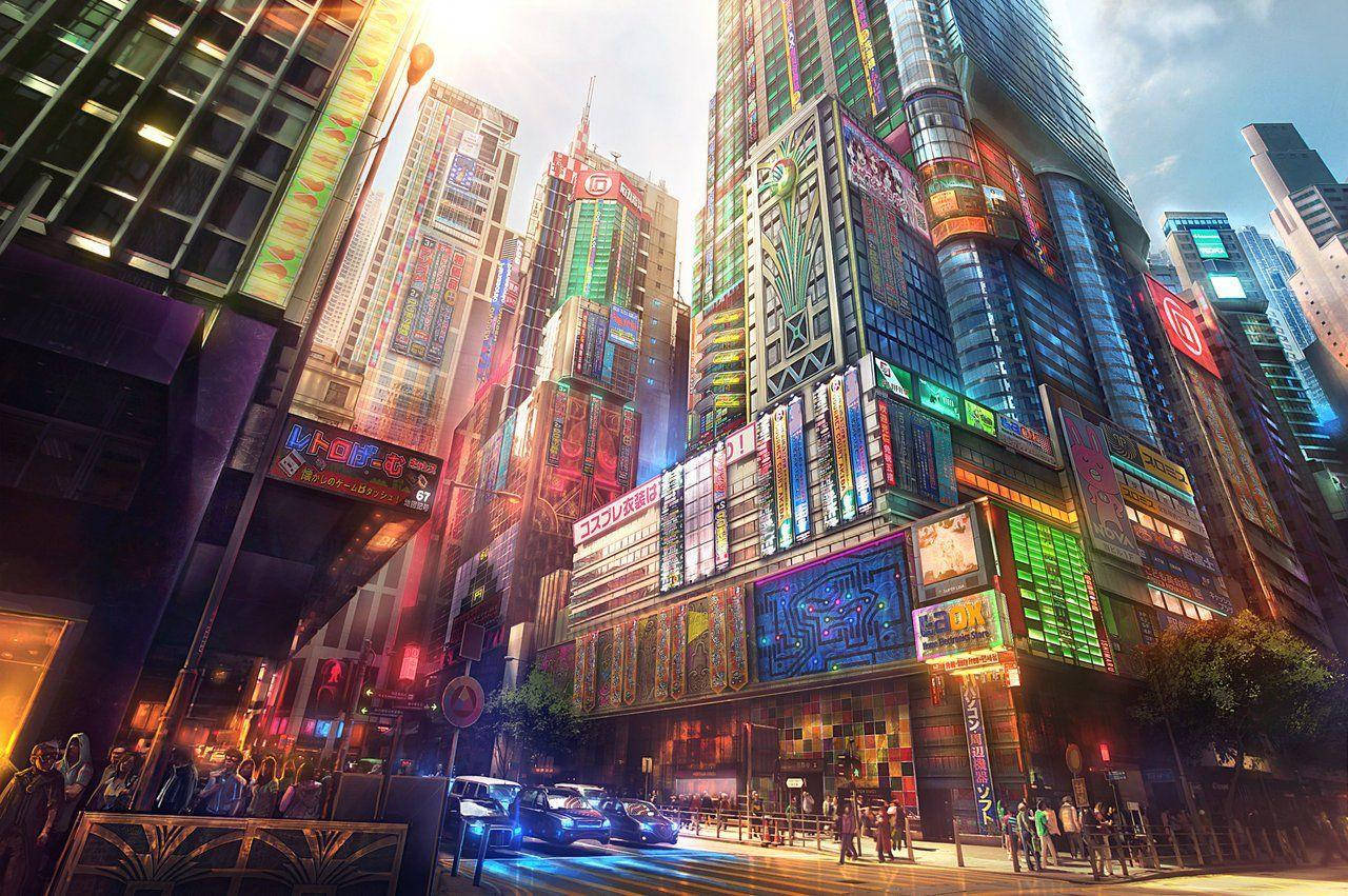 可爱的日本城市动漫电影场景
