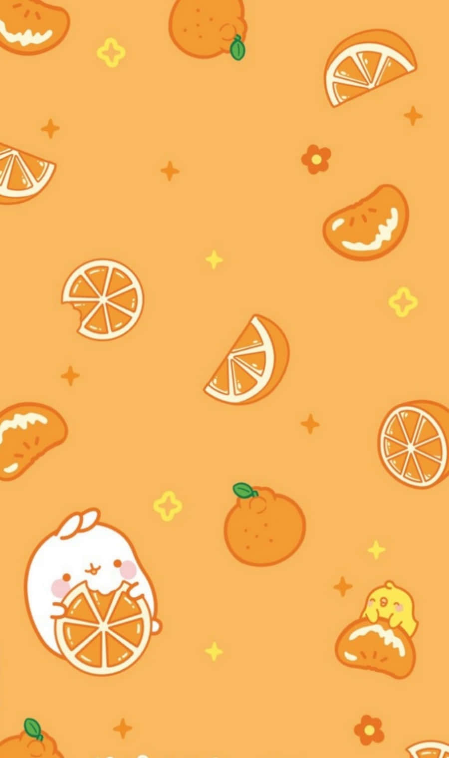 可爱的橙子与果瓣 壁纸