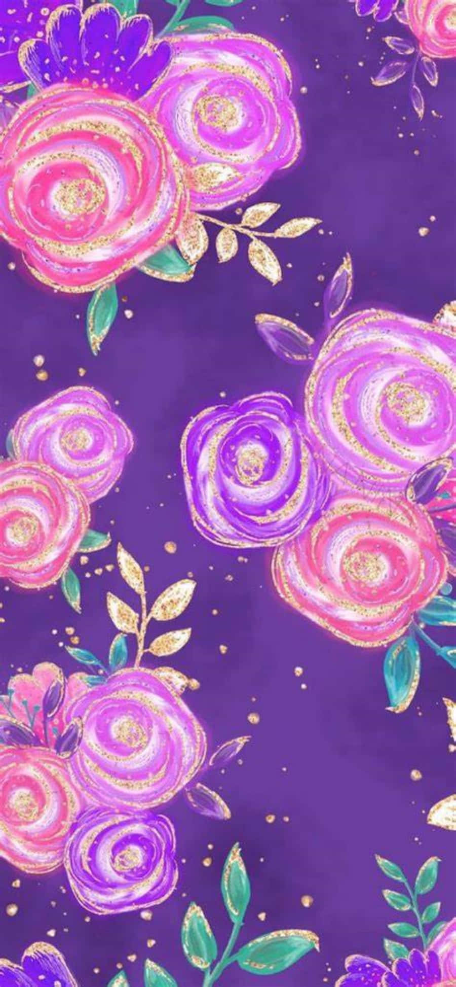 可爱的粉紫色花瓶与一朵白色花朵 壁纸