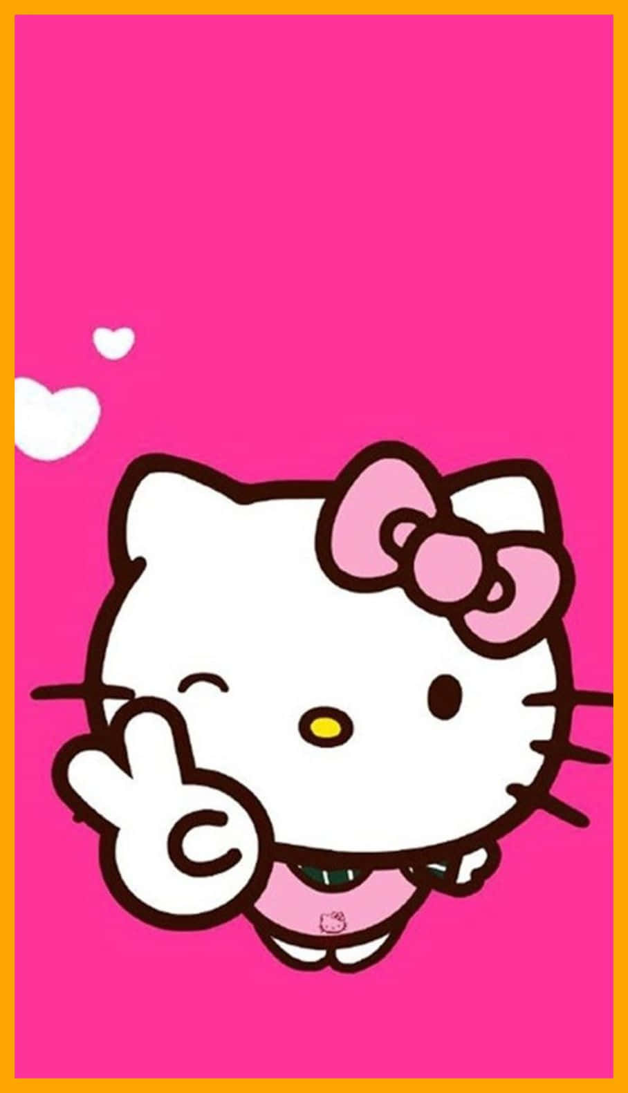 可爱粉色Hello Kitty比和平手势 壁纸