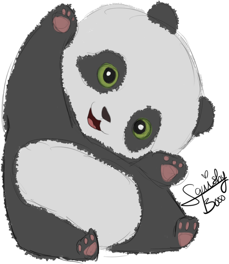 可爱绿眼熊猫插画 壁纸