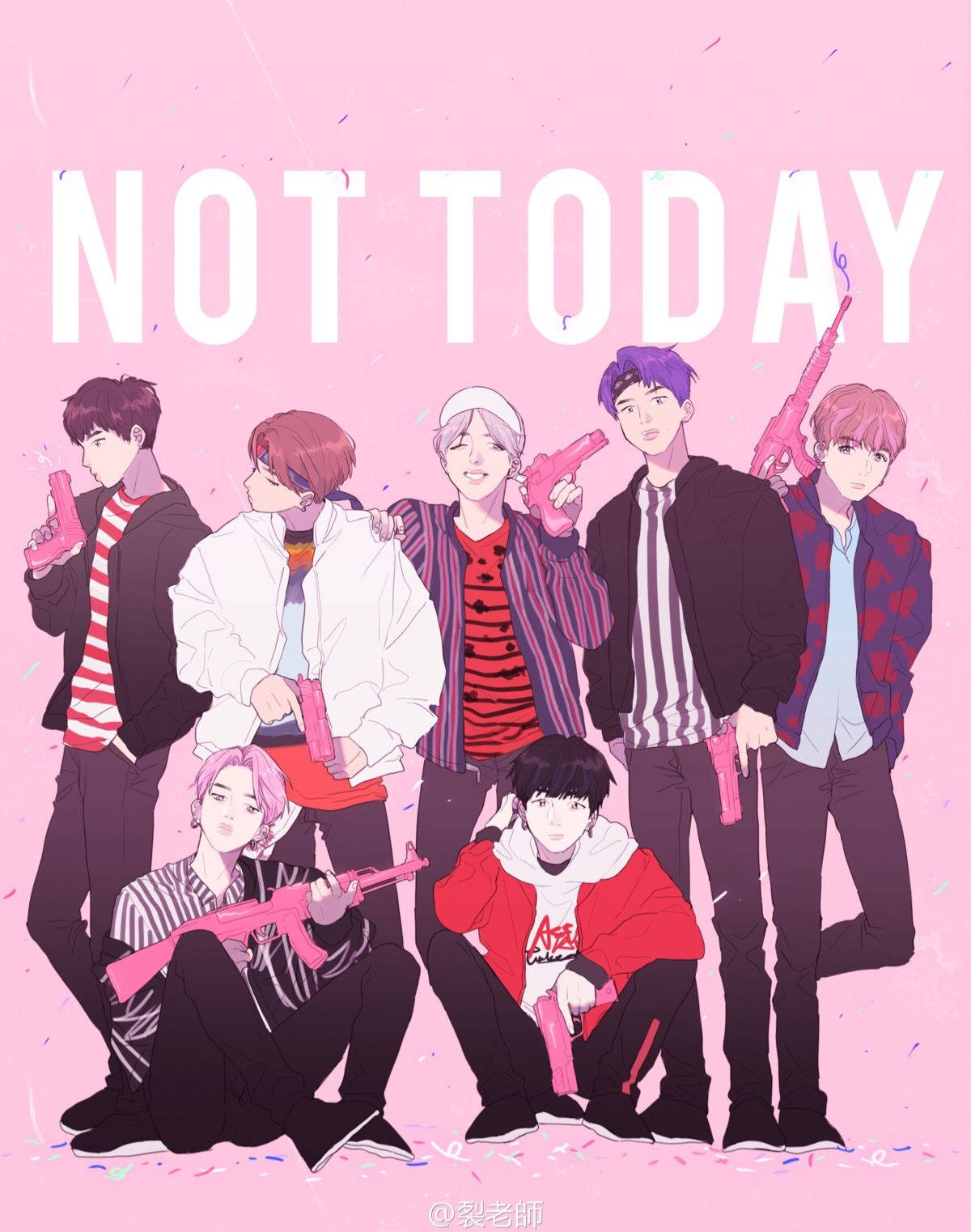可爱防弹少年团涂鸦 Not Today 壁纸