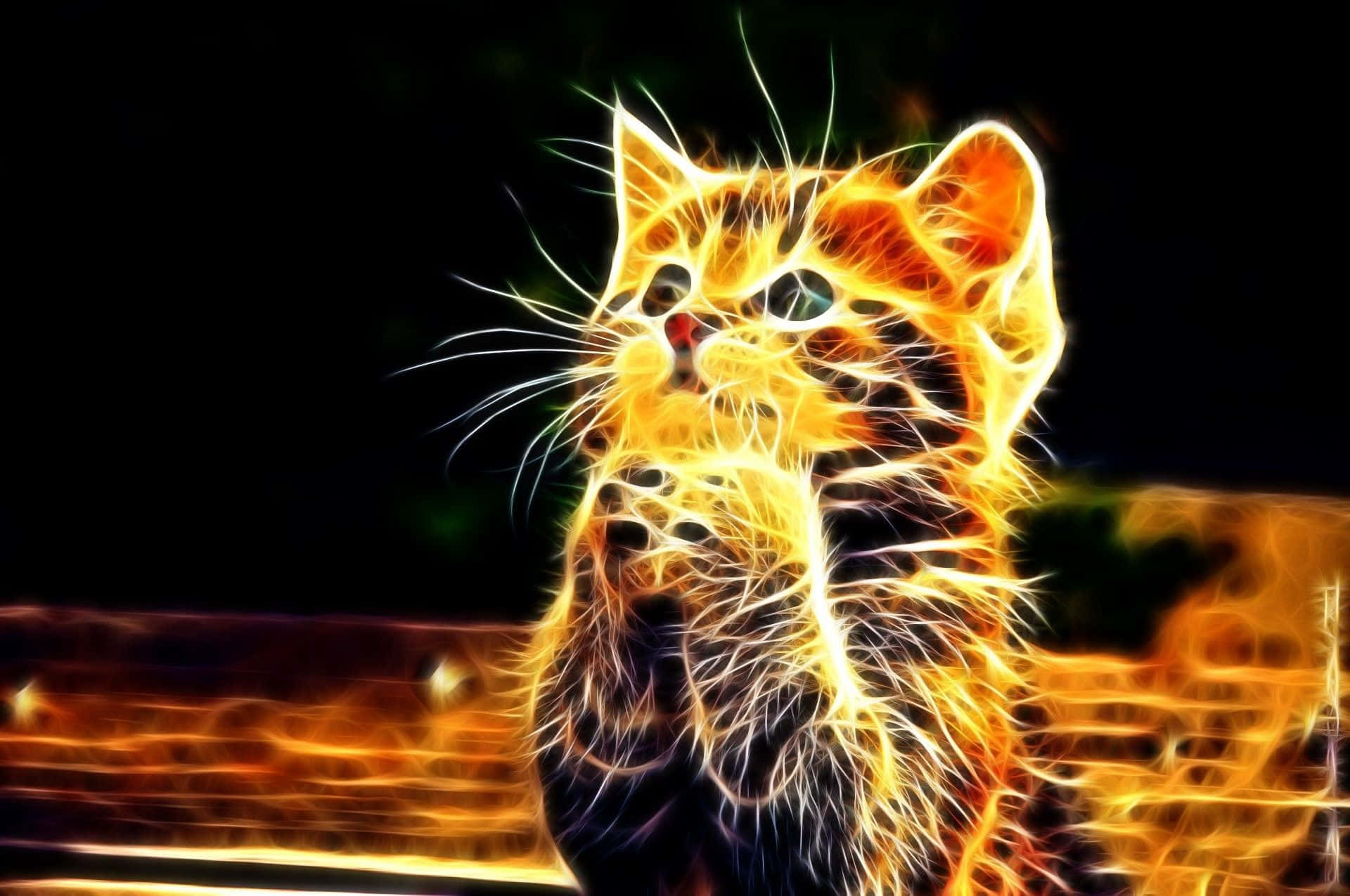 可爱霓虹动物祈祷猫 壁纸
