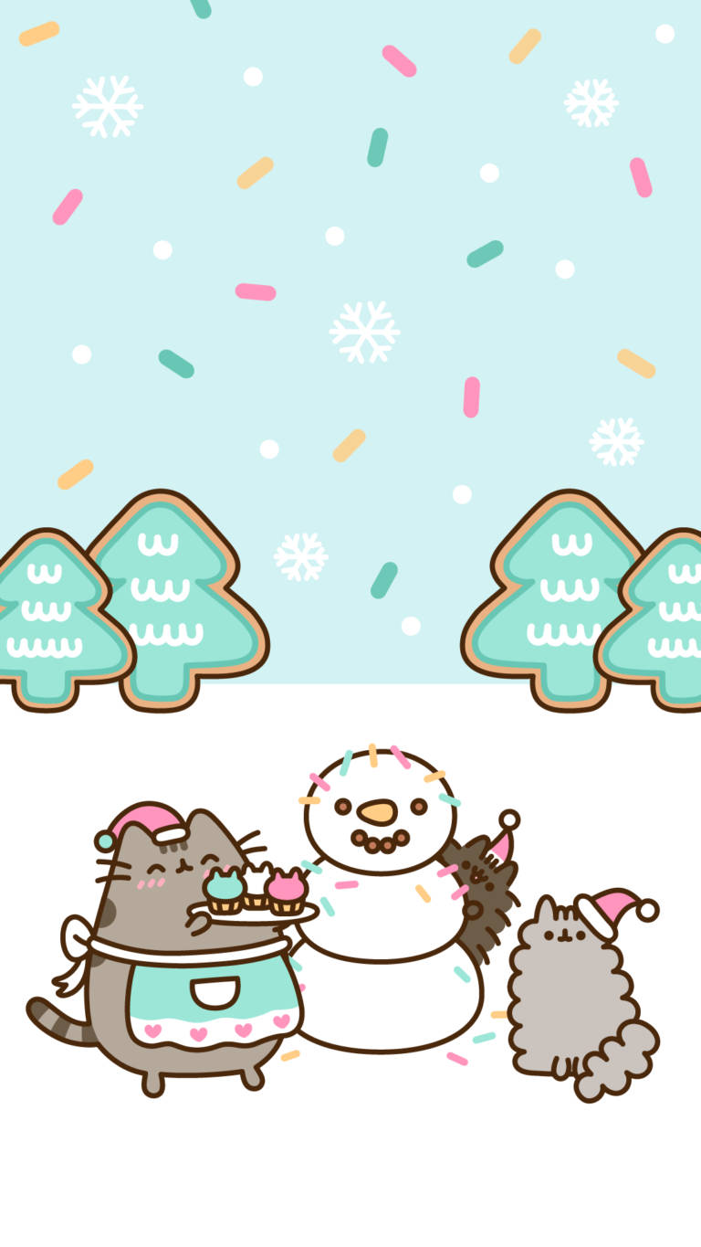可爱高清 Pusheen 庆祝圣诞节 壁纸