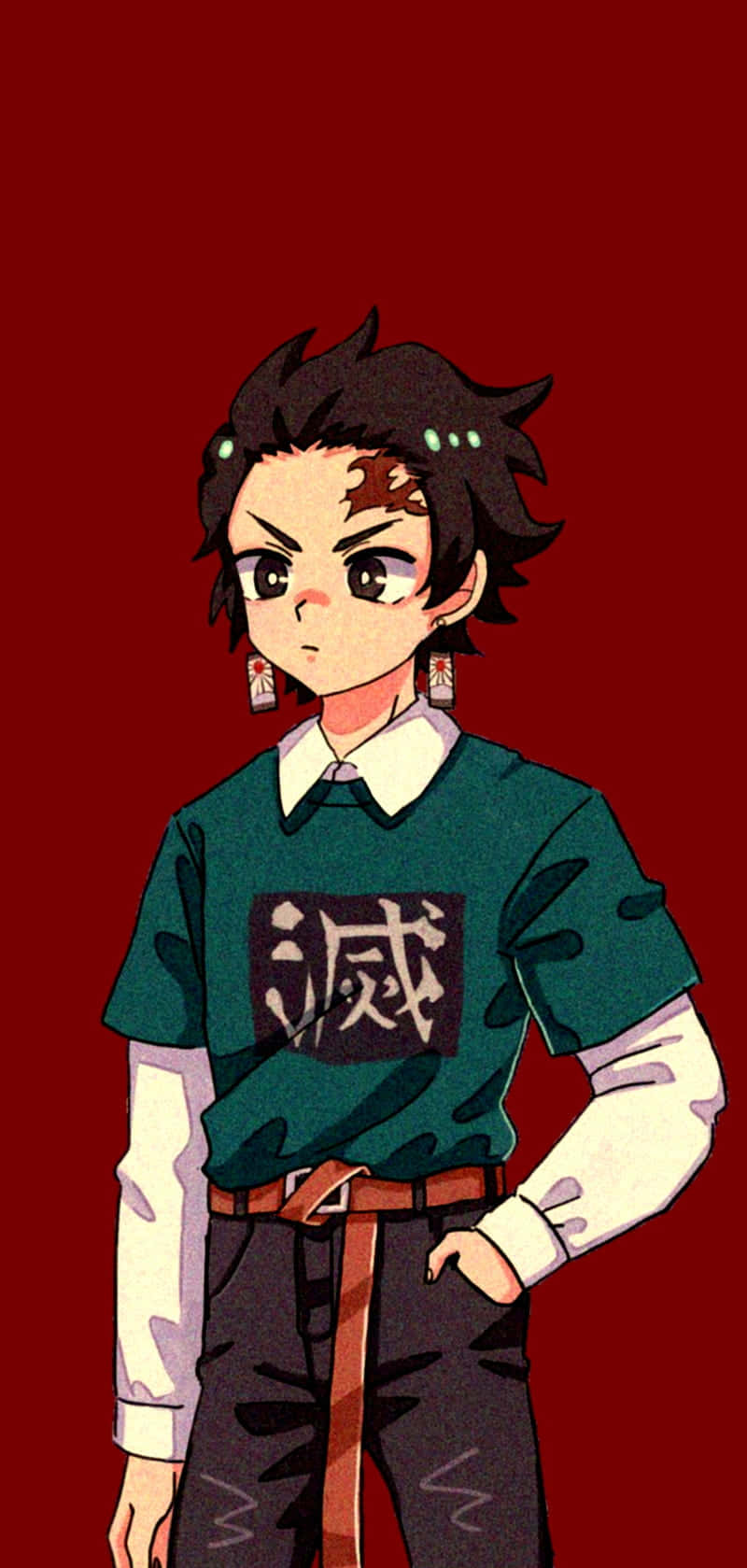 可爱鬼灭之刃角色炭治郎现代时尚 壁纸