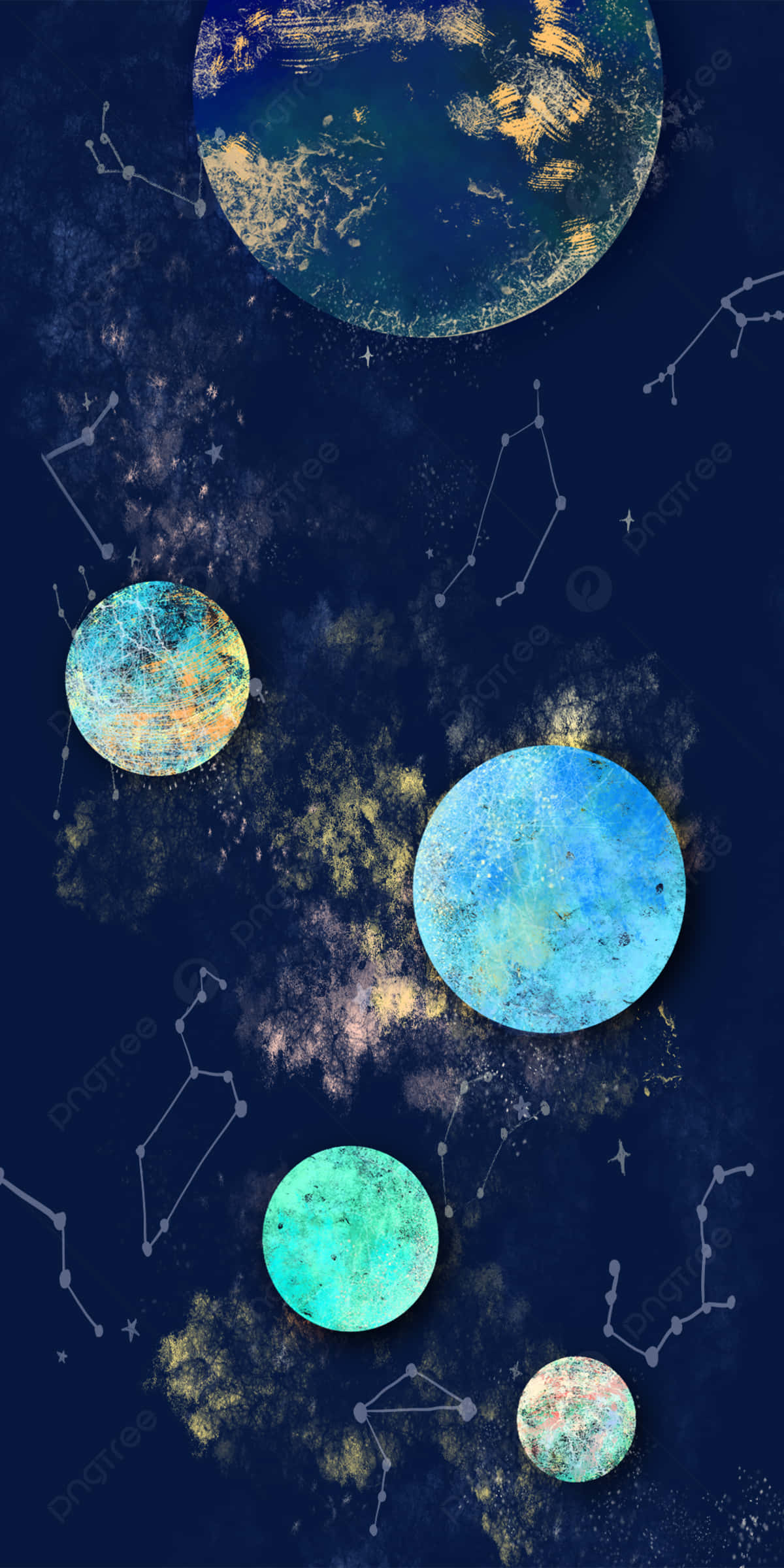 可见行星与星座 壁纸