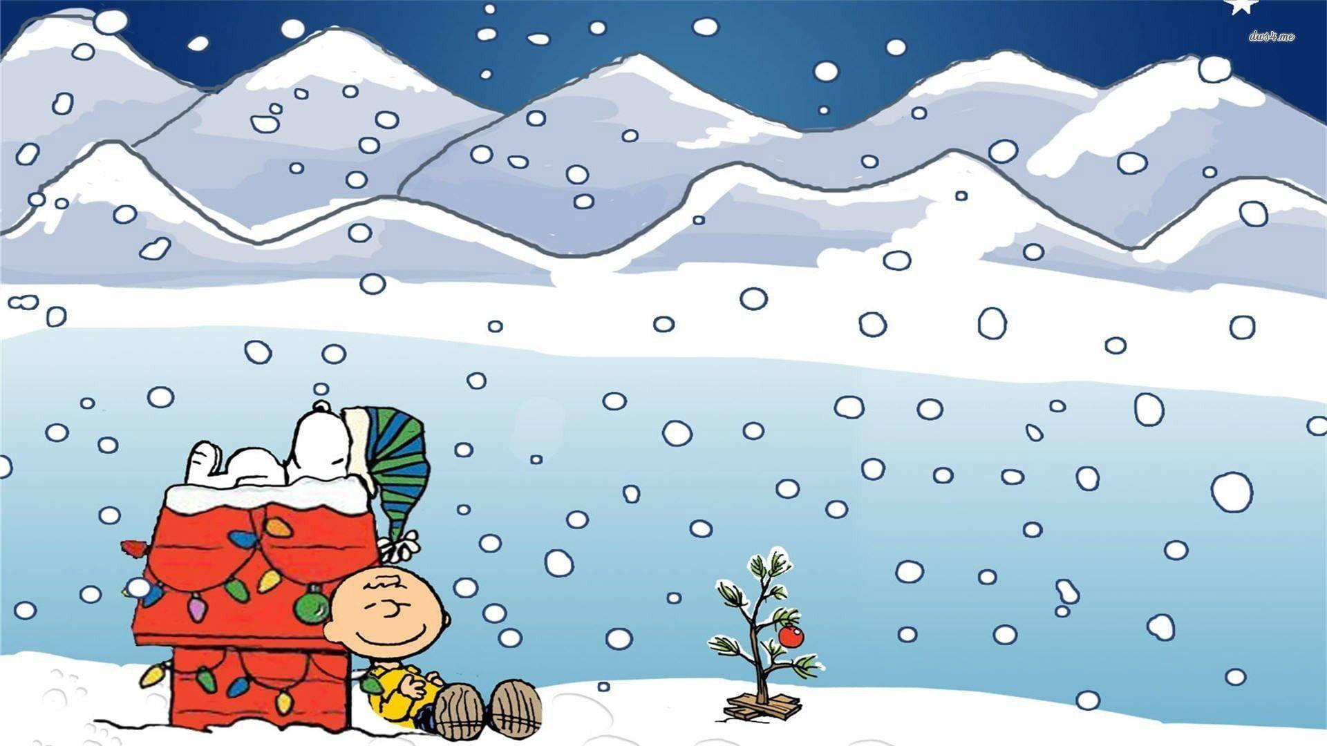 史努比圣诞户外雪景 壁纸