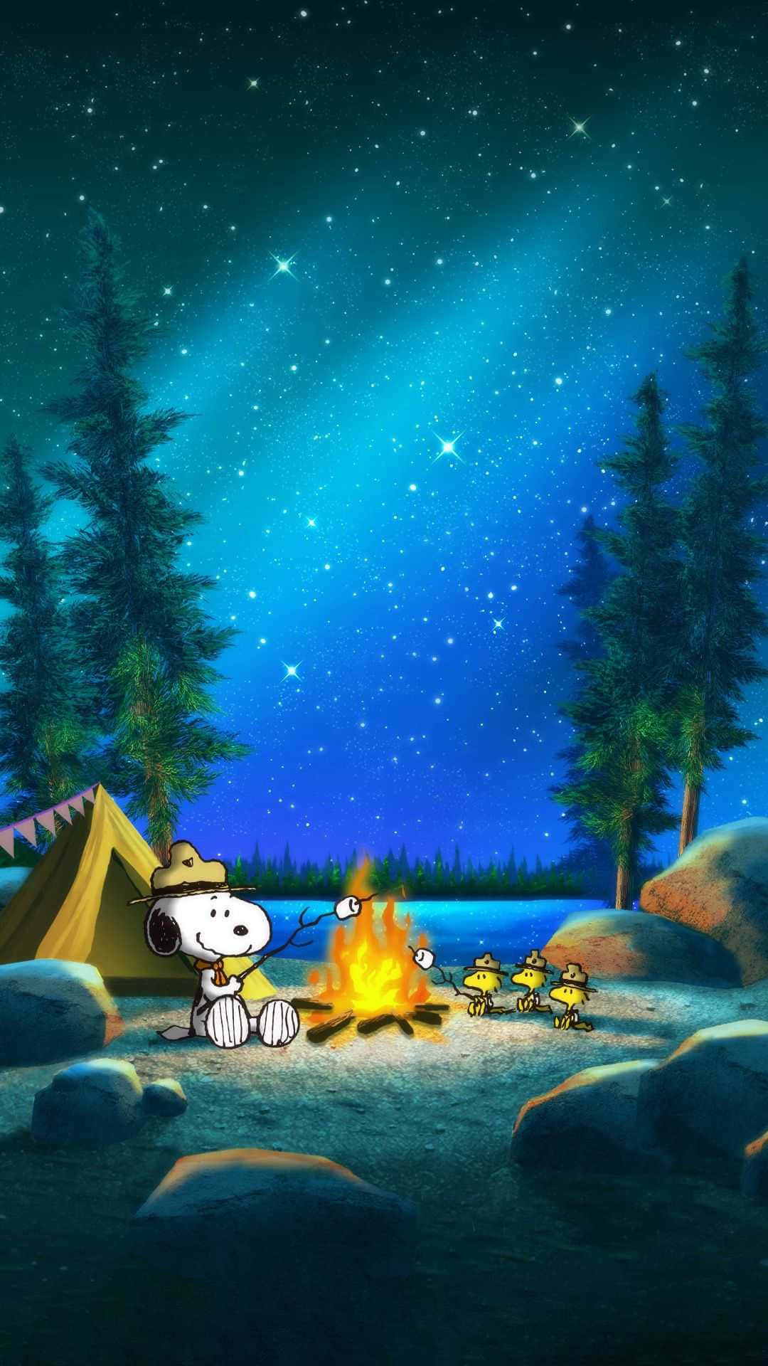 史努比篝火花生圣诞 壁纸