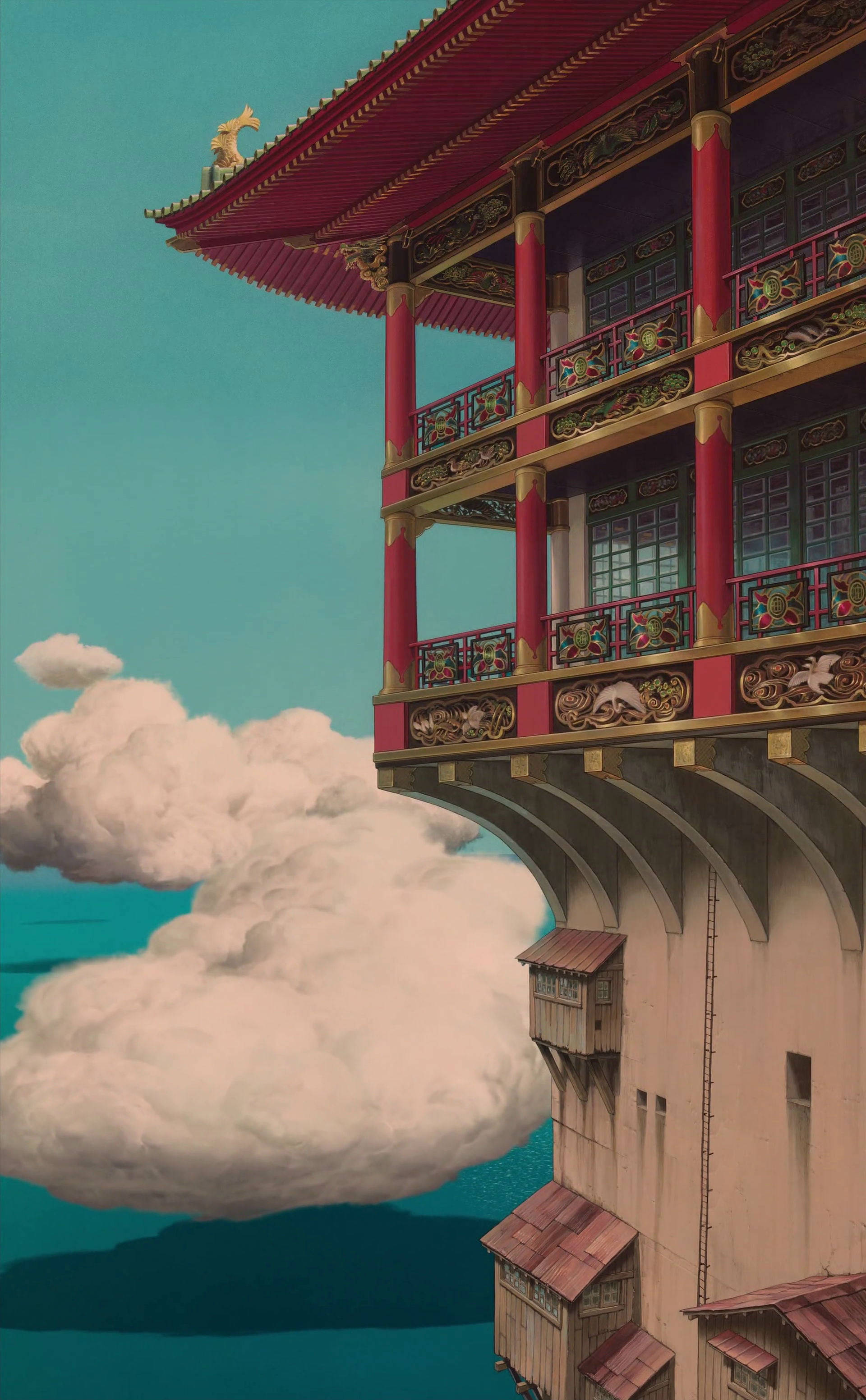 吉卜力风景 海上城堡 壁纸