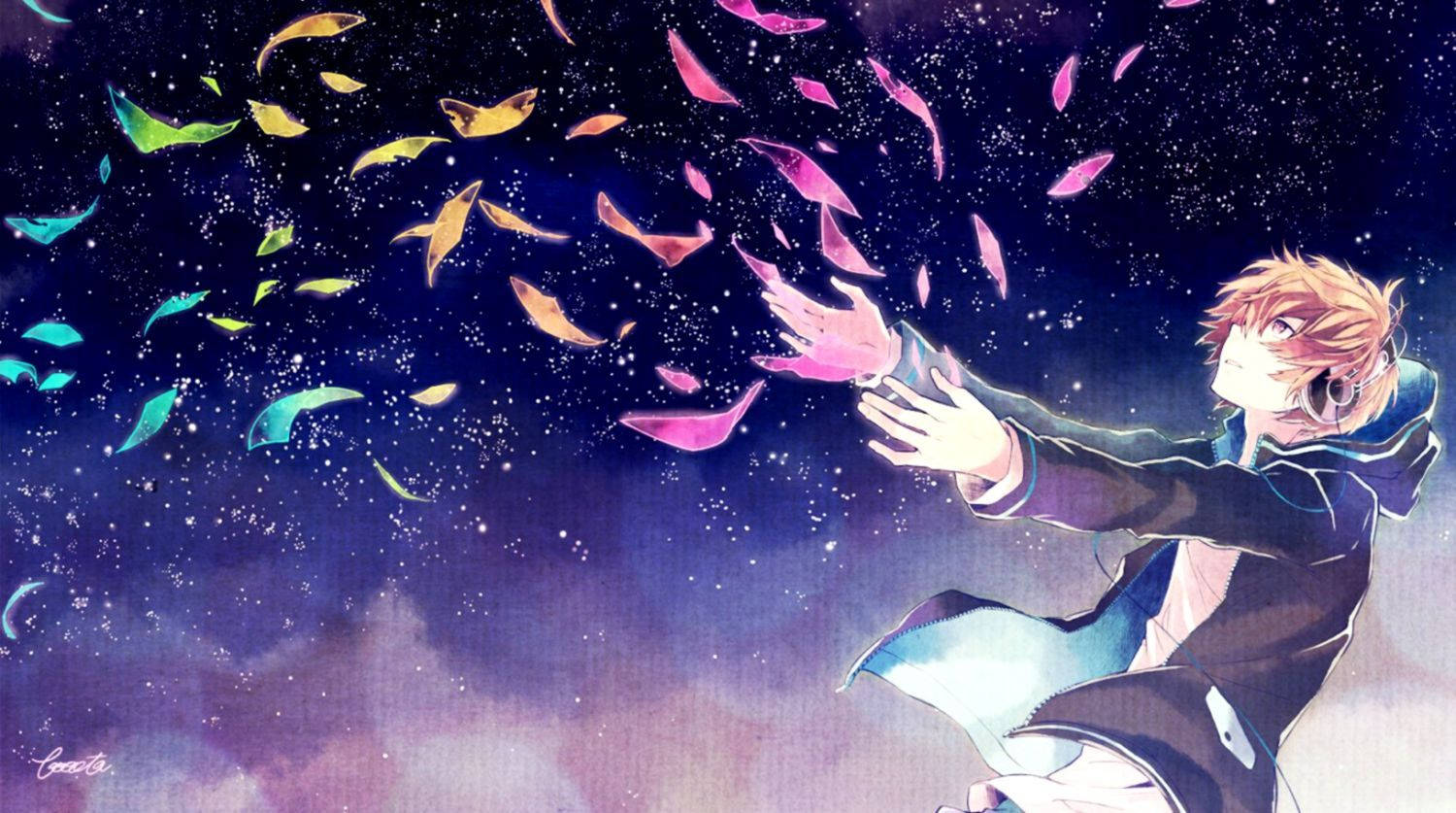 动漫男孩放松听音乐壁纸