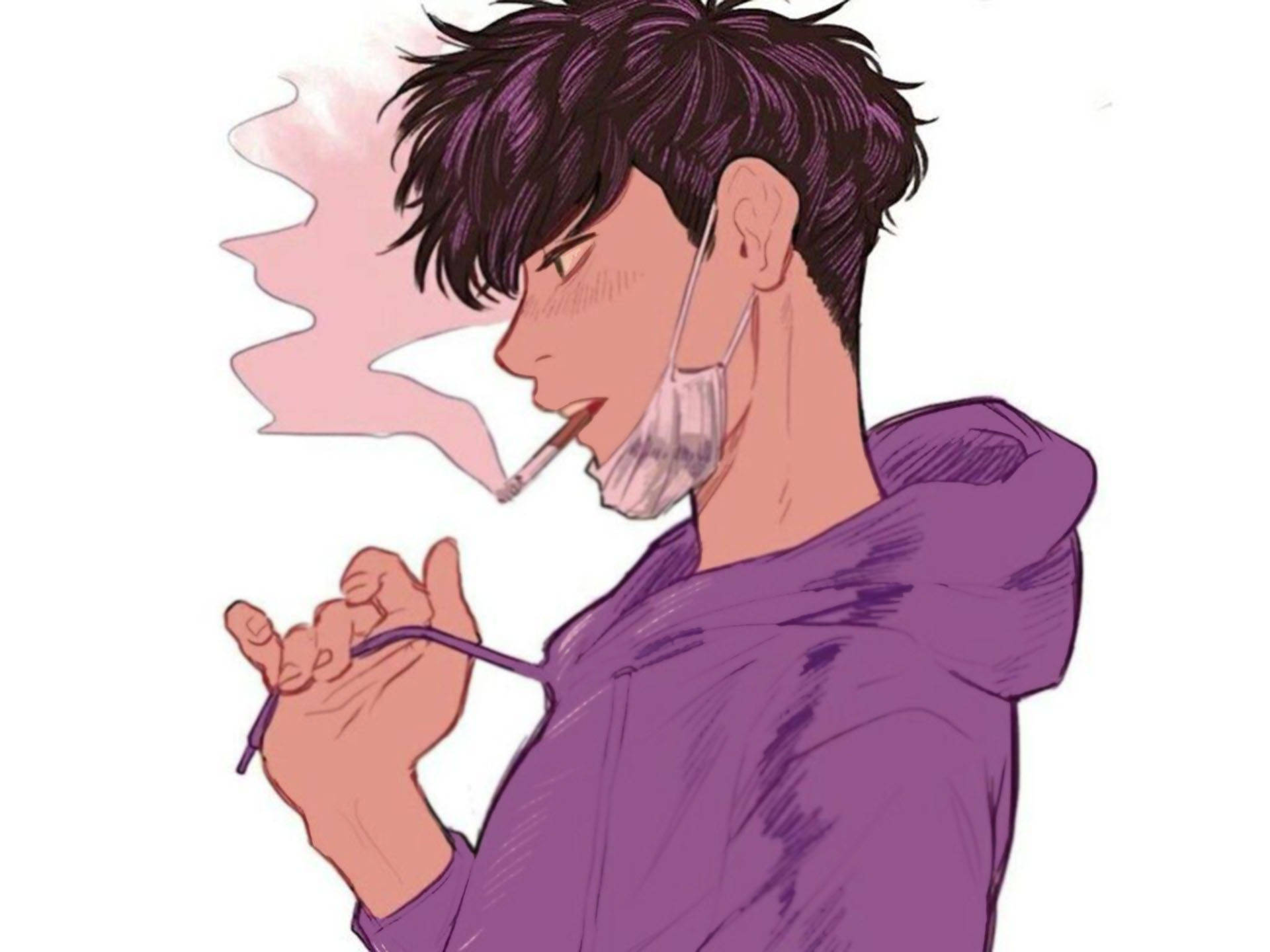 吸烟少年唯美艺术 壁纸
