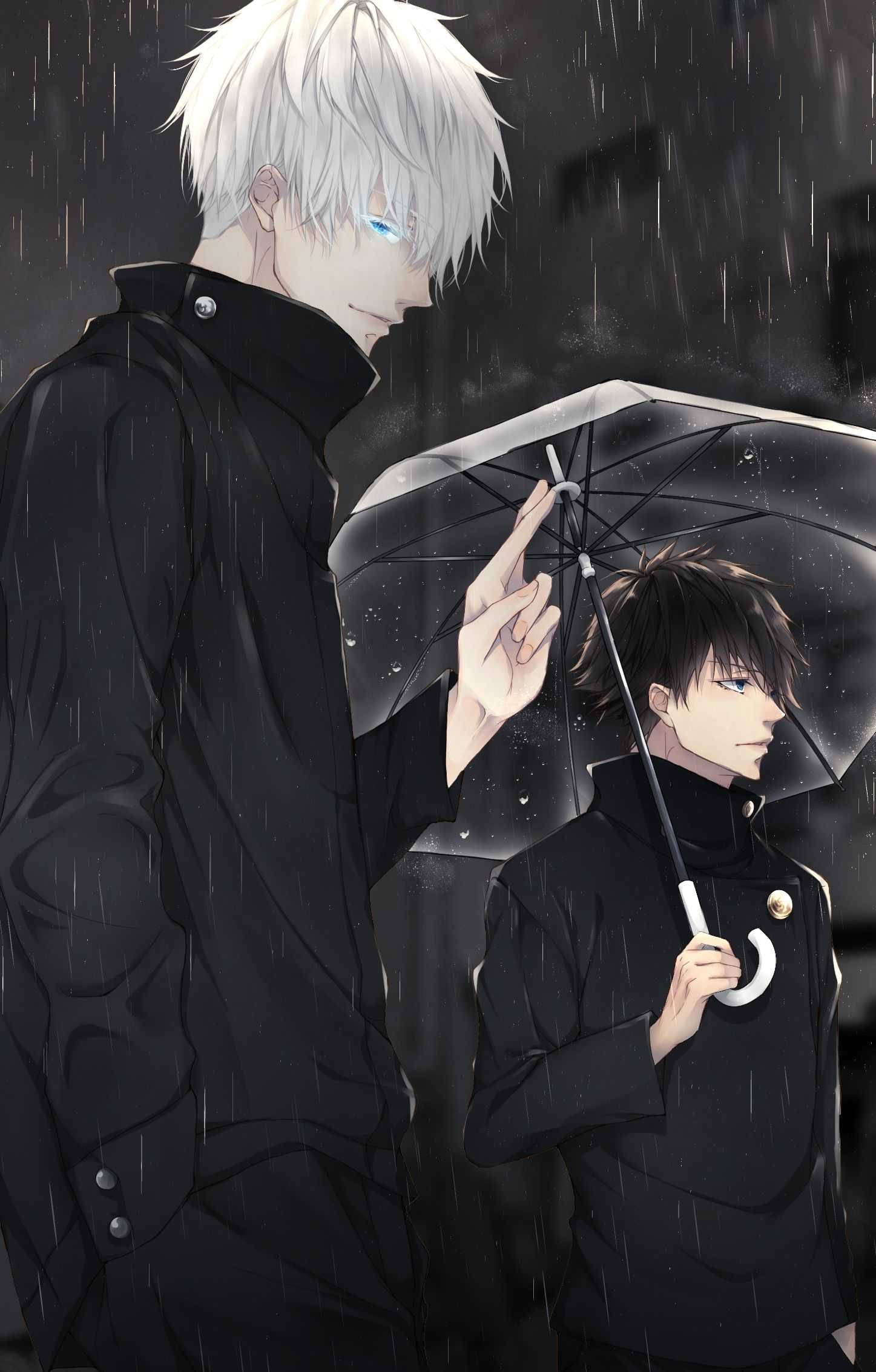《咒术回战》五条悟与惠手机暗夜雨景壁纸 壁纸