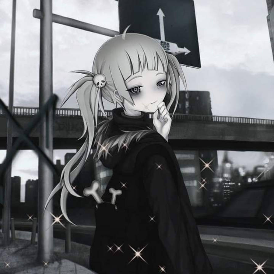 唯美动漫哥特风暗黑少女 壁纸