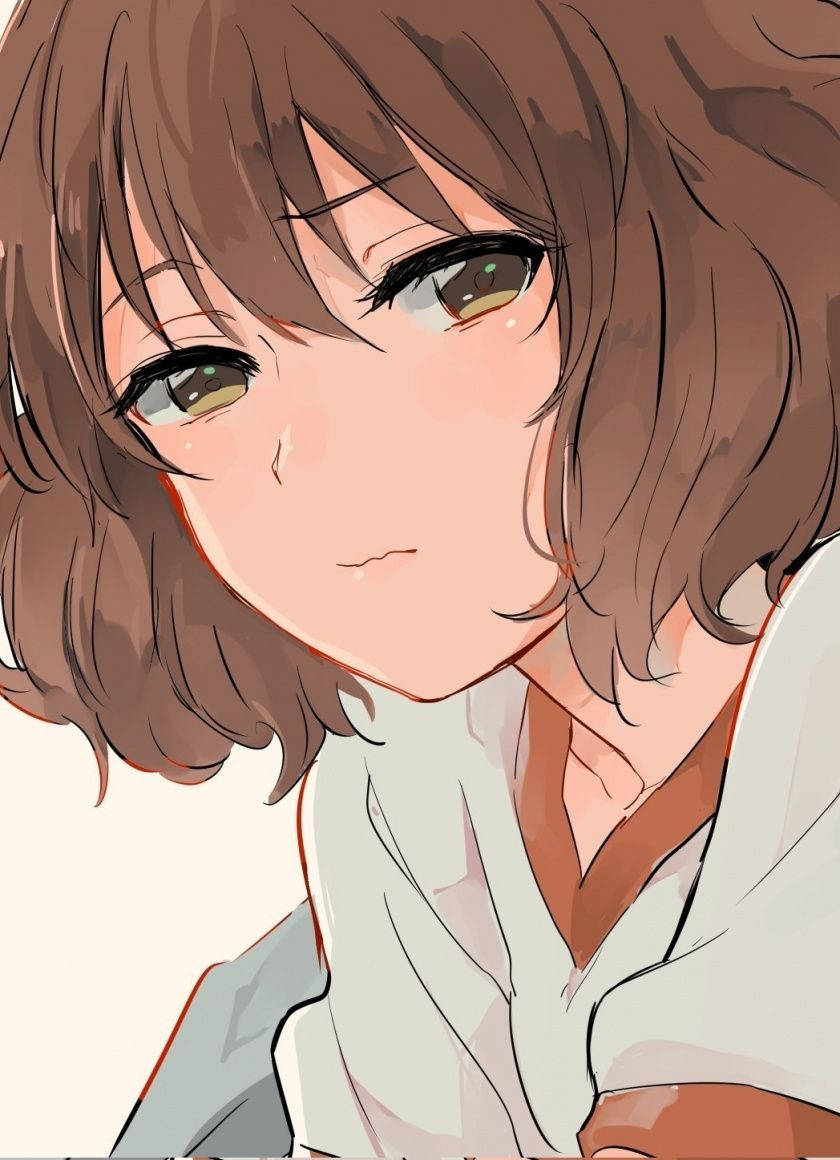 唯美动漫女孩棕发