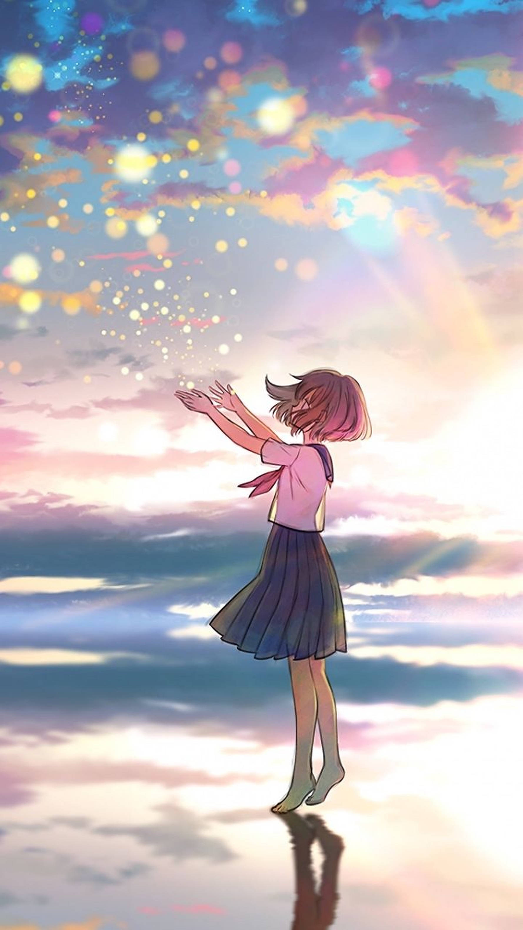 唯美动漫校服少女 壁纸
