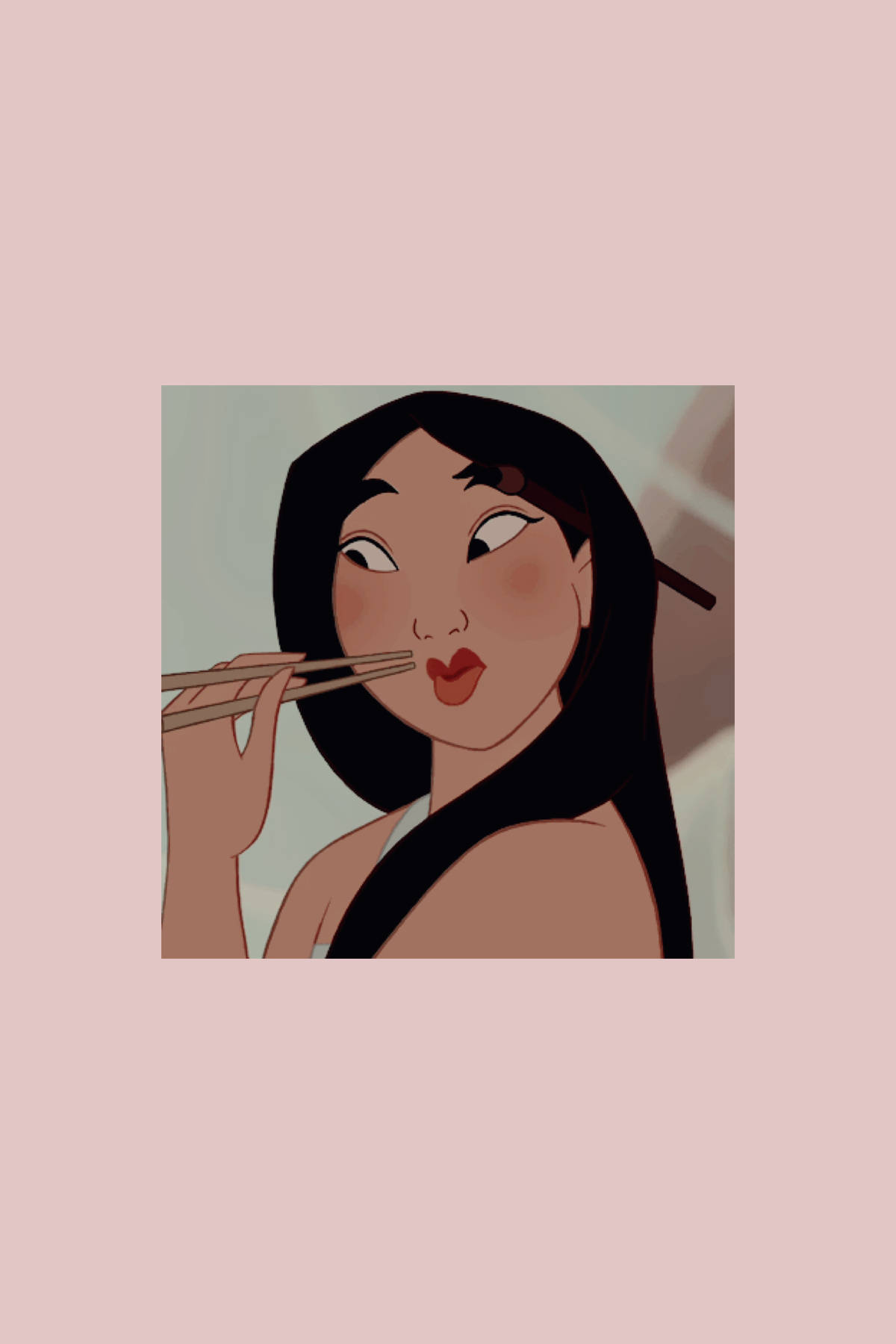 唯美卡通木兰用筷子吃饭 壁纸