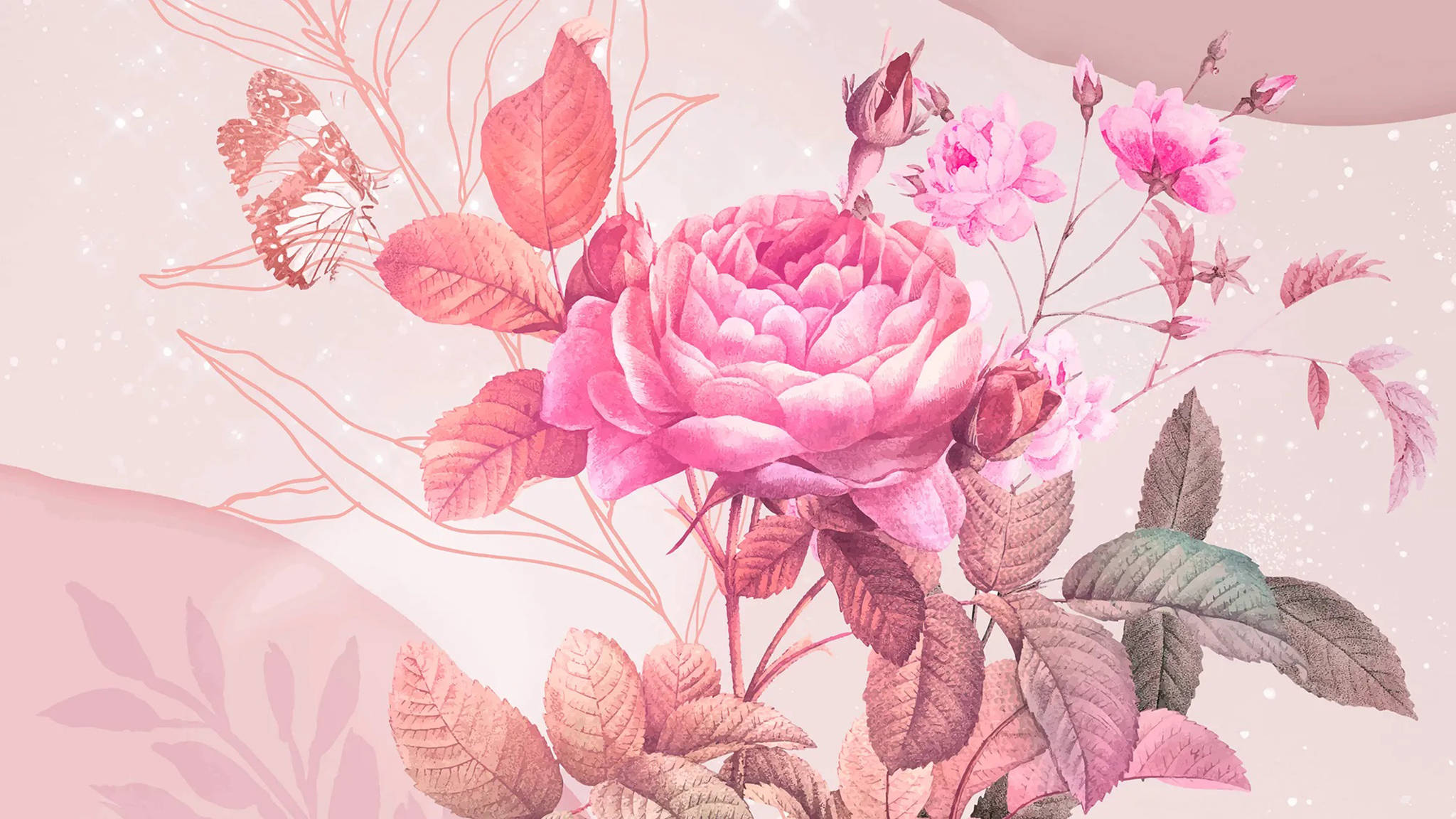 唯美桌面玫瑰画作 壁纸