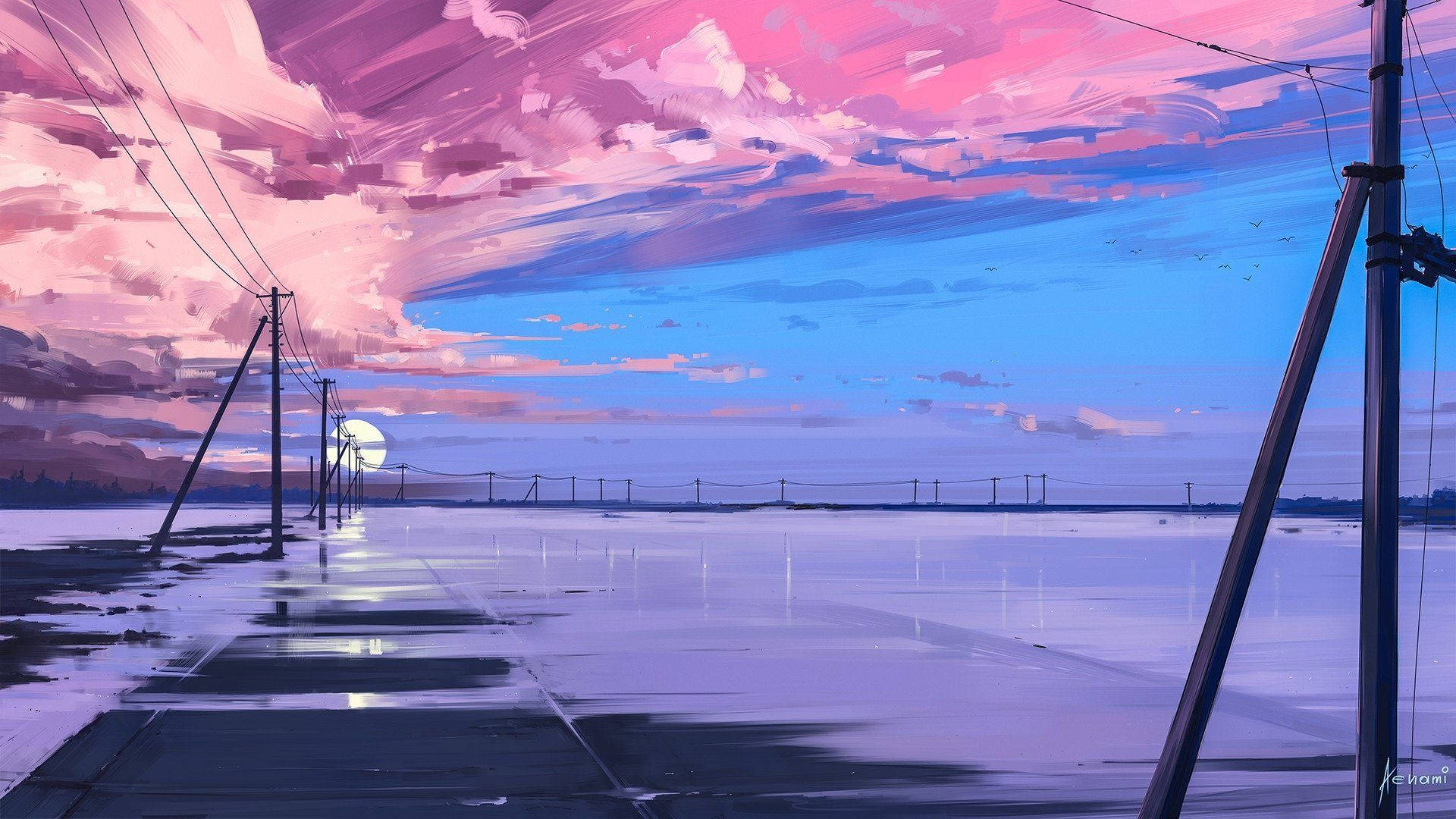 唯美粉彩风景画 壁纸