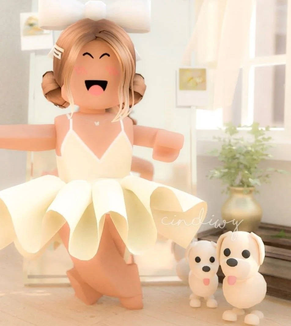 唯美风Roblox女孩与狗狗 壁纸