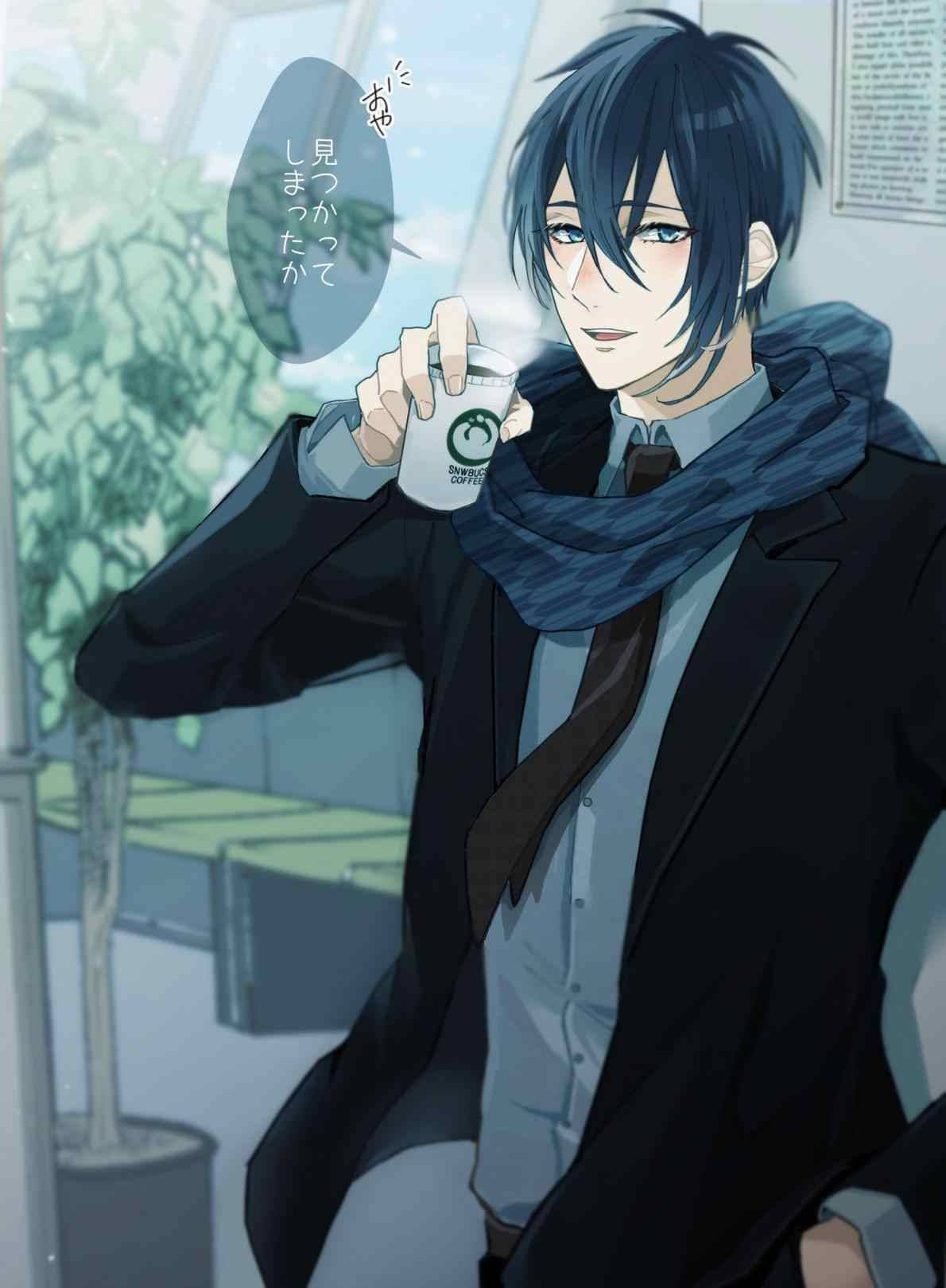 帅气动漫男孩热咖啡壁纸