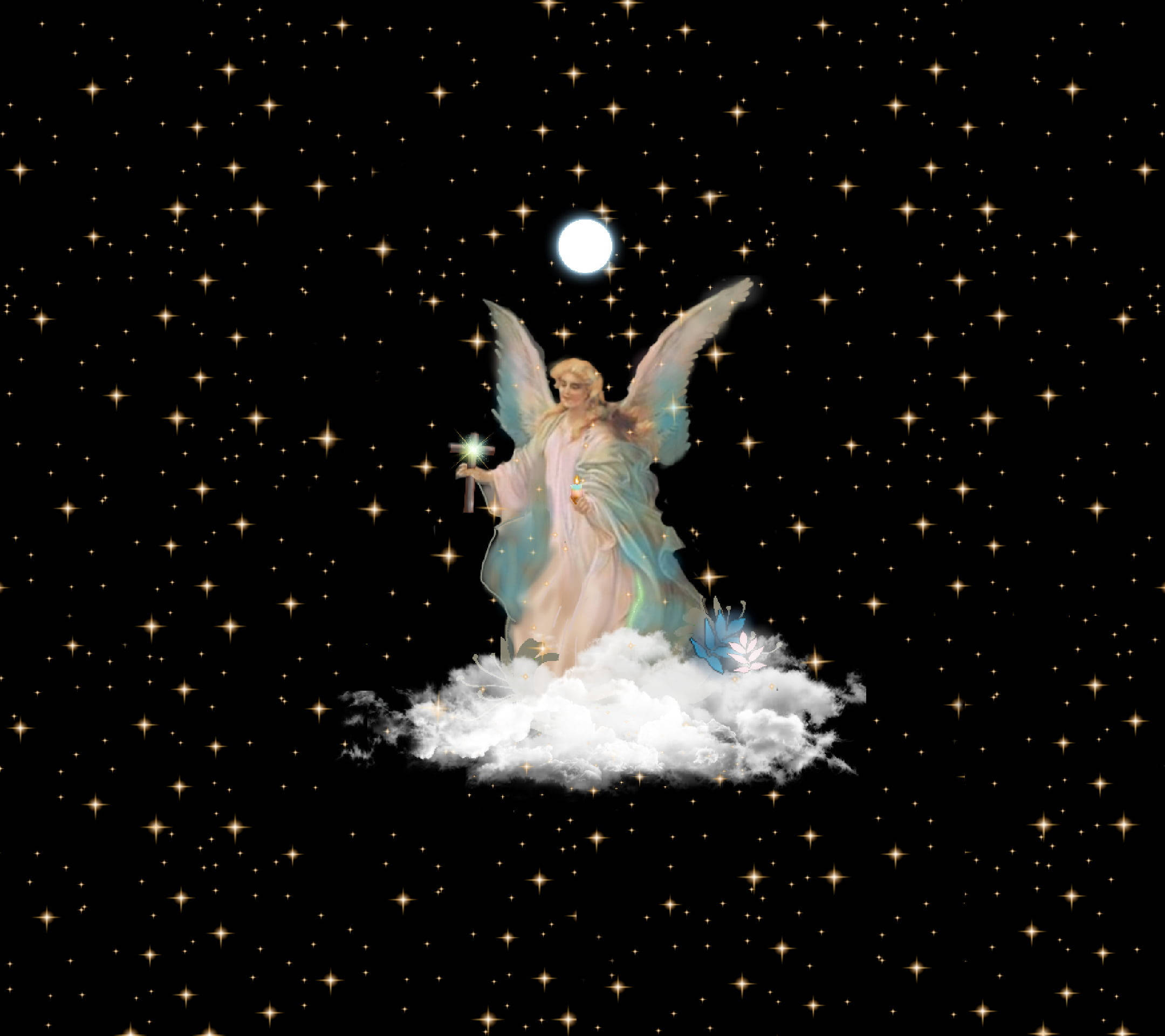 圣诞天使星空艺术 壁纸