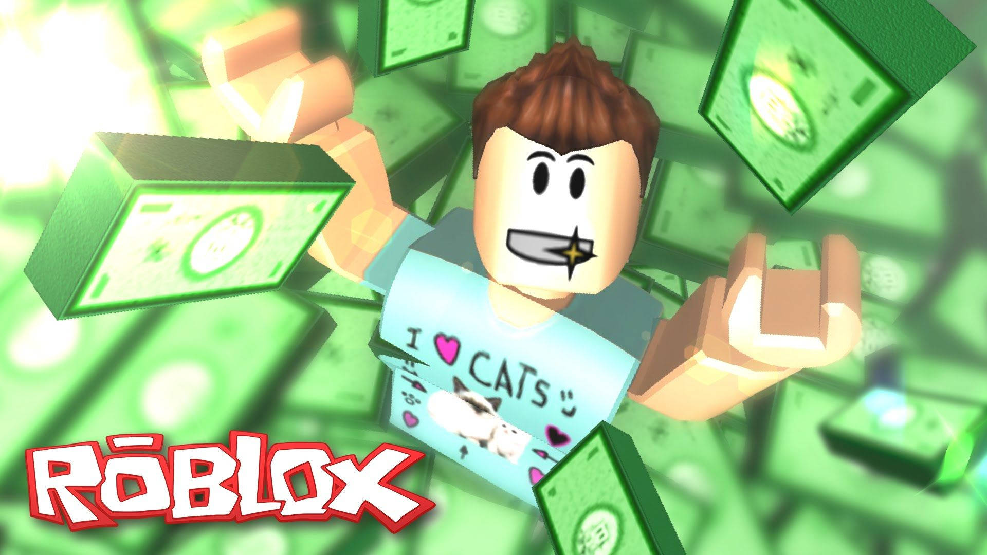 Roblox 中一位富有男士及其金钱头像的精彩壁纸。