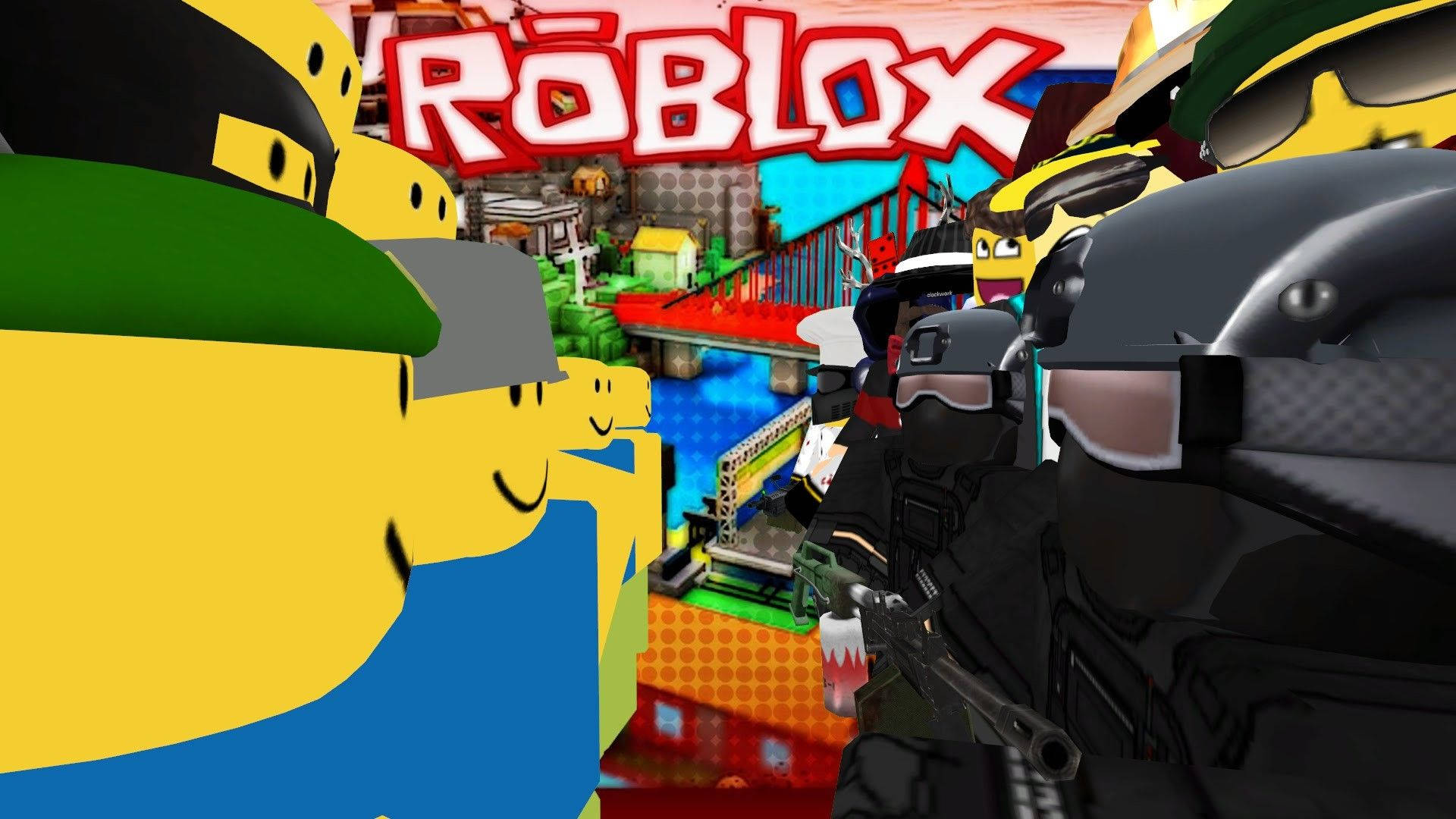 Roblox在线游戏中角色对峙的高清壁纸