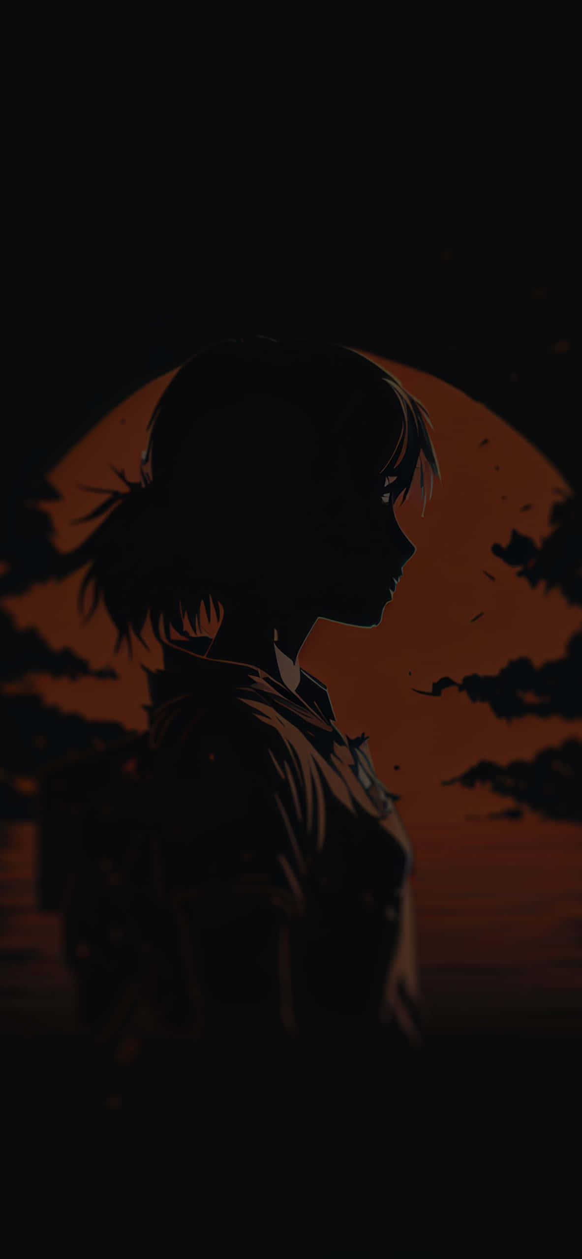 夕阳前剪影女子 壁纸