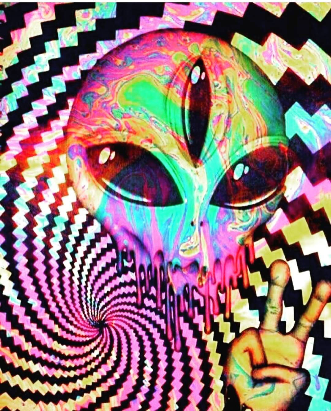 外星人和平手势迷幻美学 壁纸