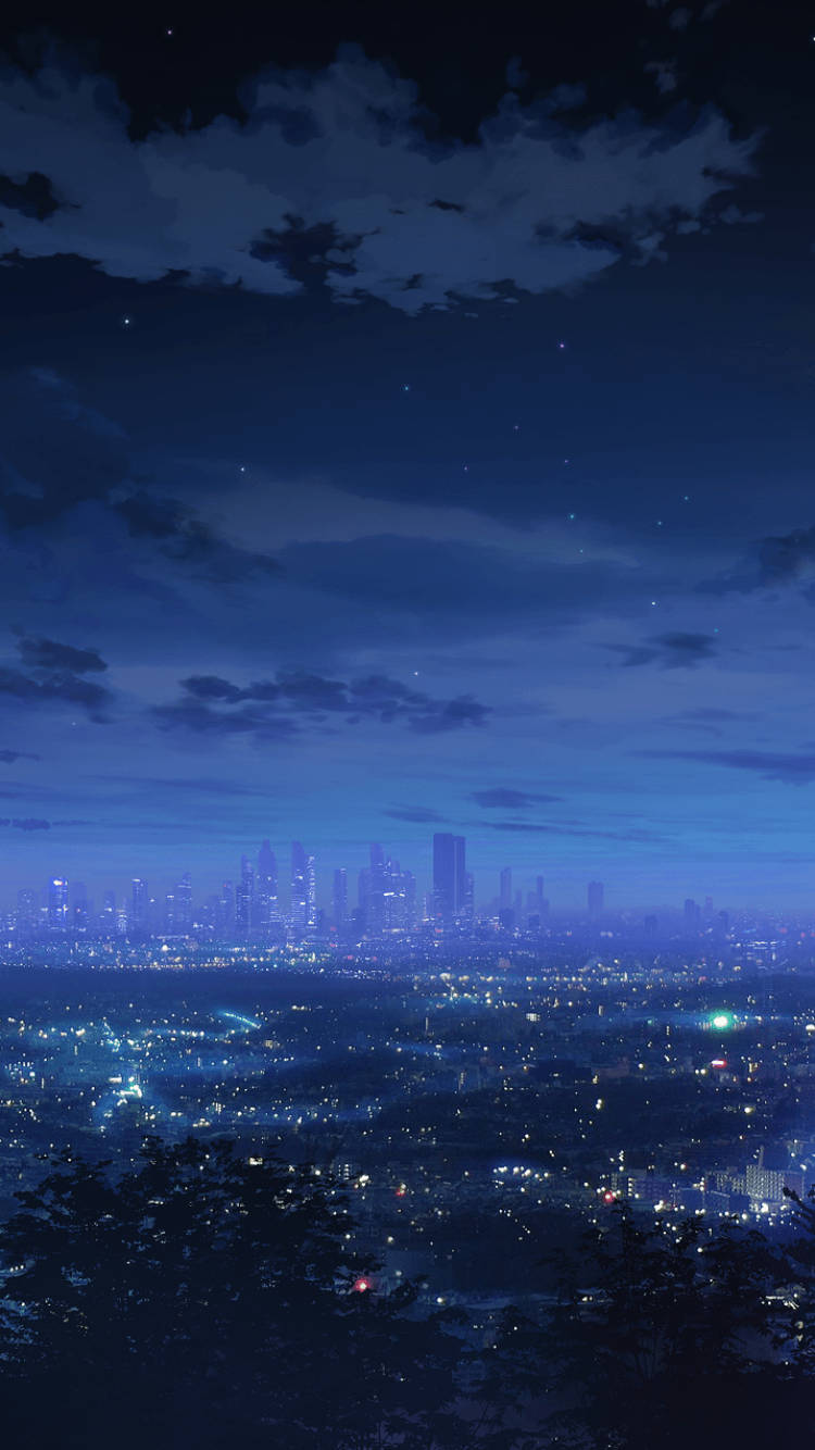 夜晚动漫唯美都市 壁纸