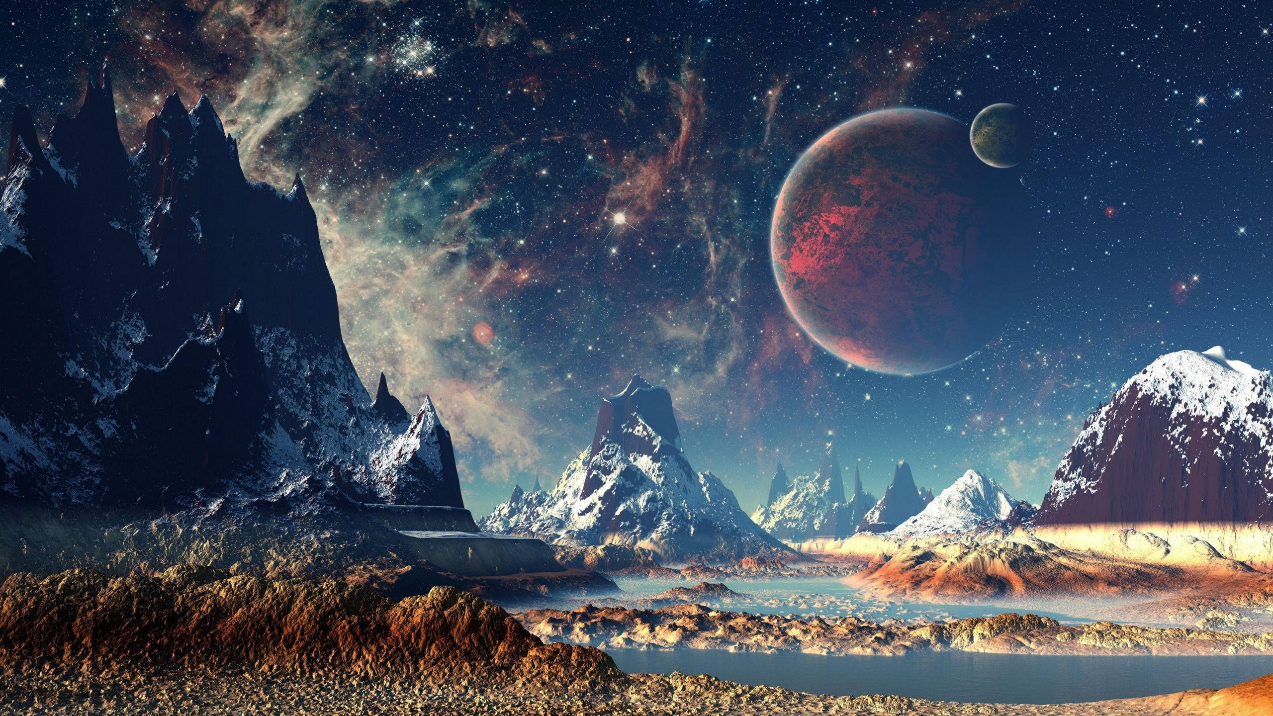 太空中异星行星 2560x1440 壁纸