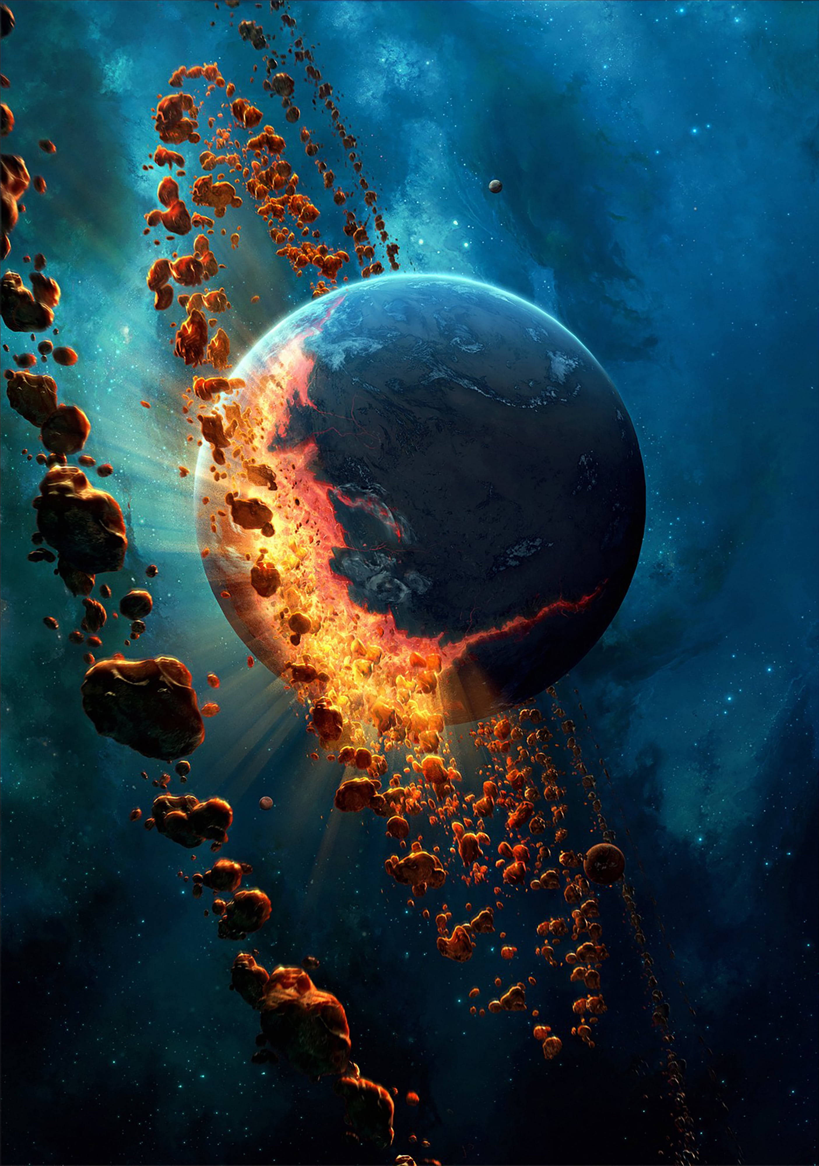 太空中爆炸的行星4K手机壁纸 壁纸