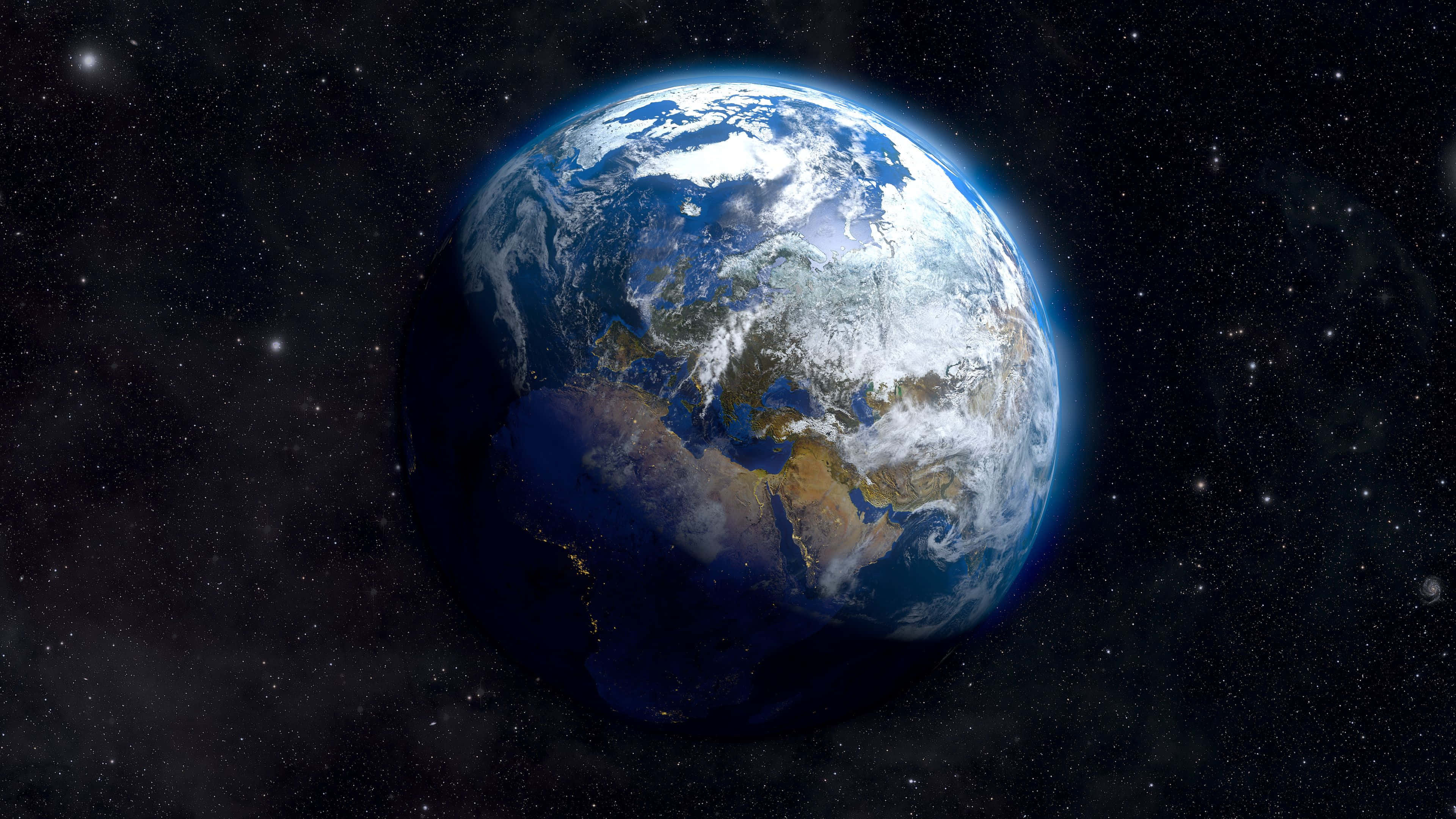 太空中的地球与星辰行星 壁纸