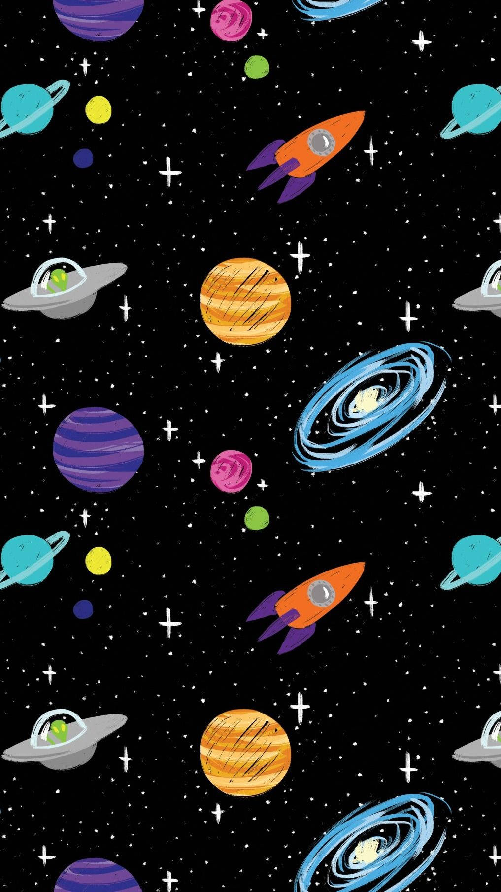 太空星球涂鸦图案壁纸