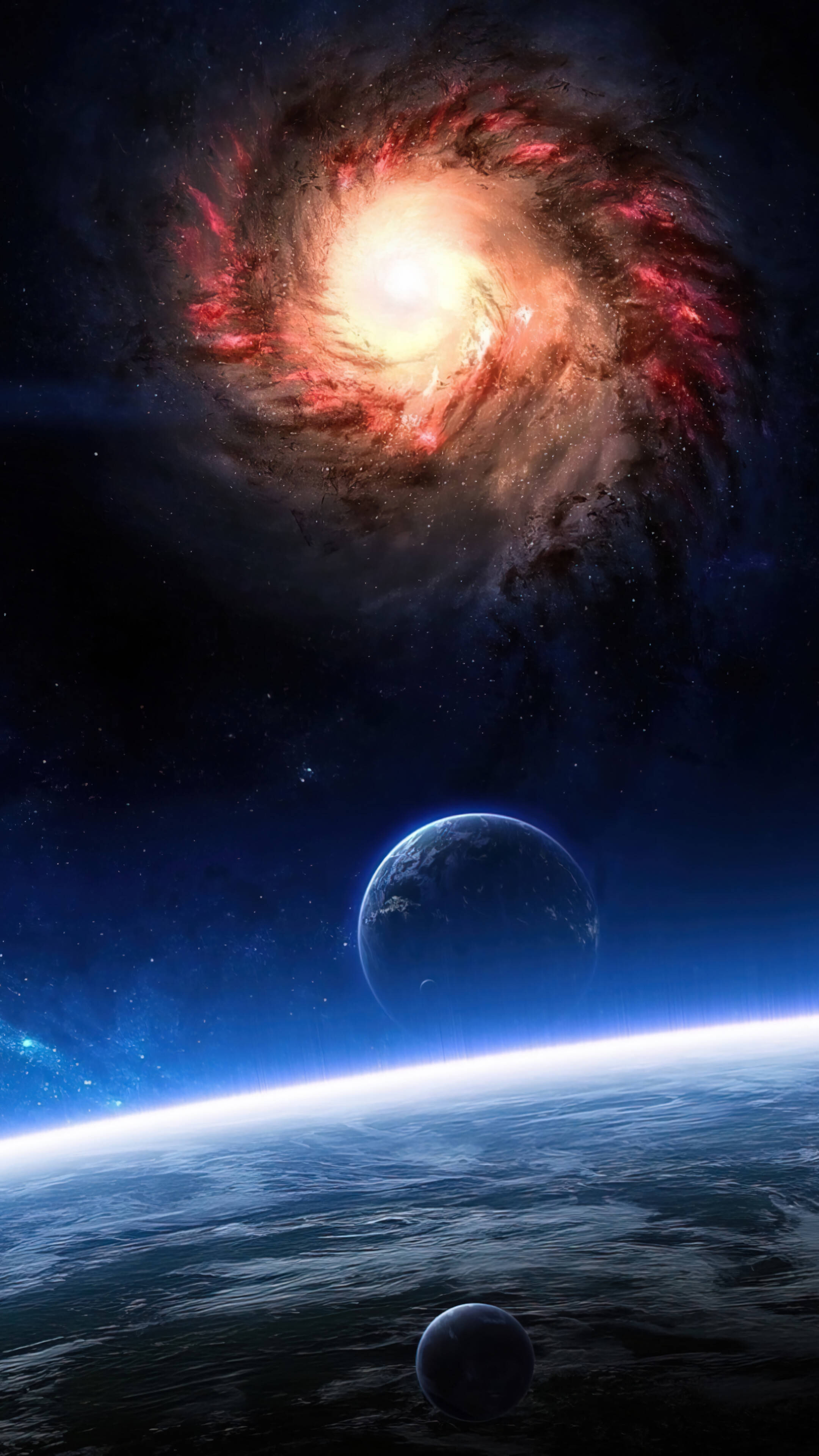 太空星系俯瞰行星4K手机壁纸 壁纸